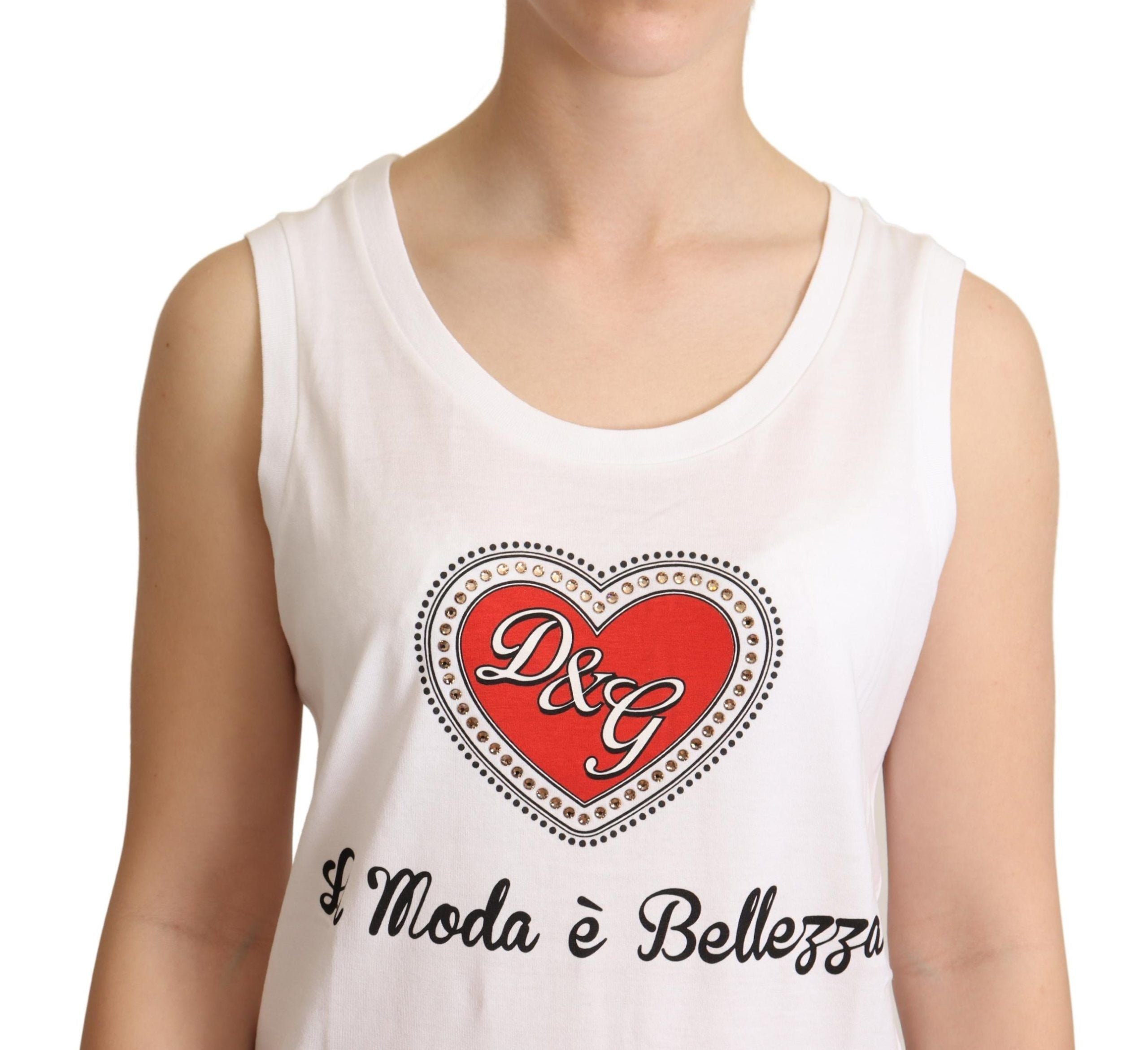 Dolce & Gabbana White La Moda Crystal Tank Top-4