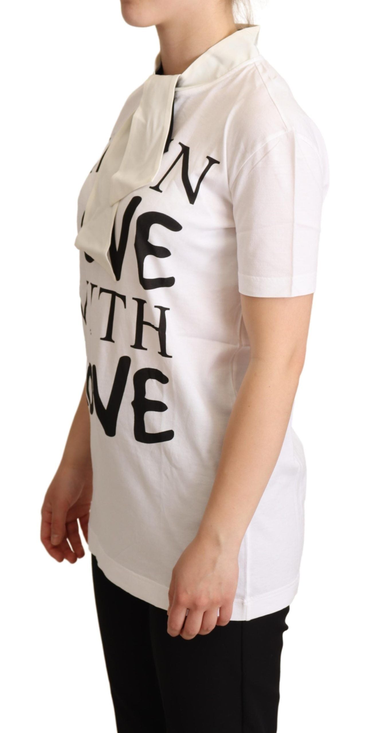 Camiseta blanca de algodón y seda Dolce & Gabbana I'm In Love Top-2