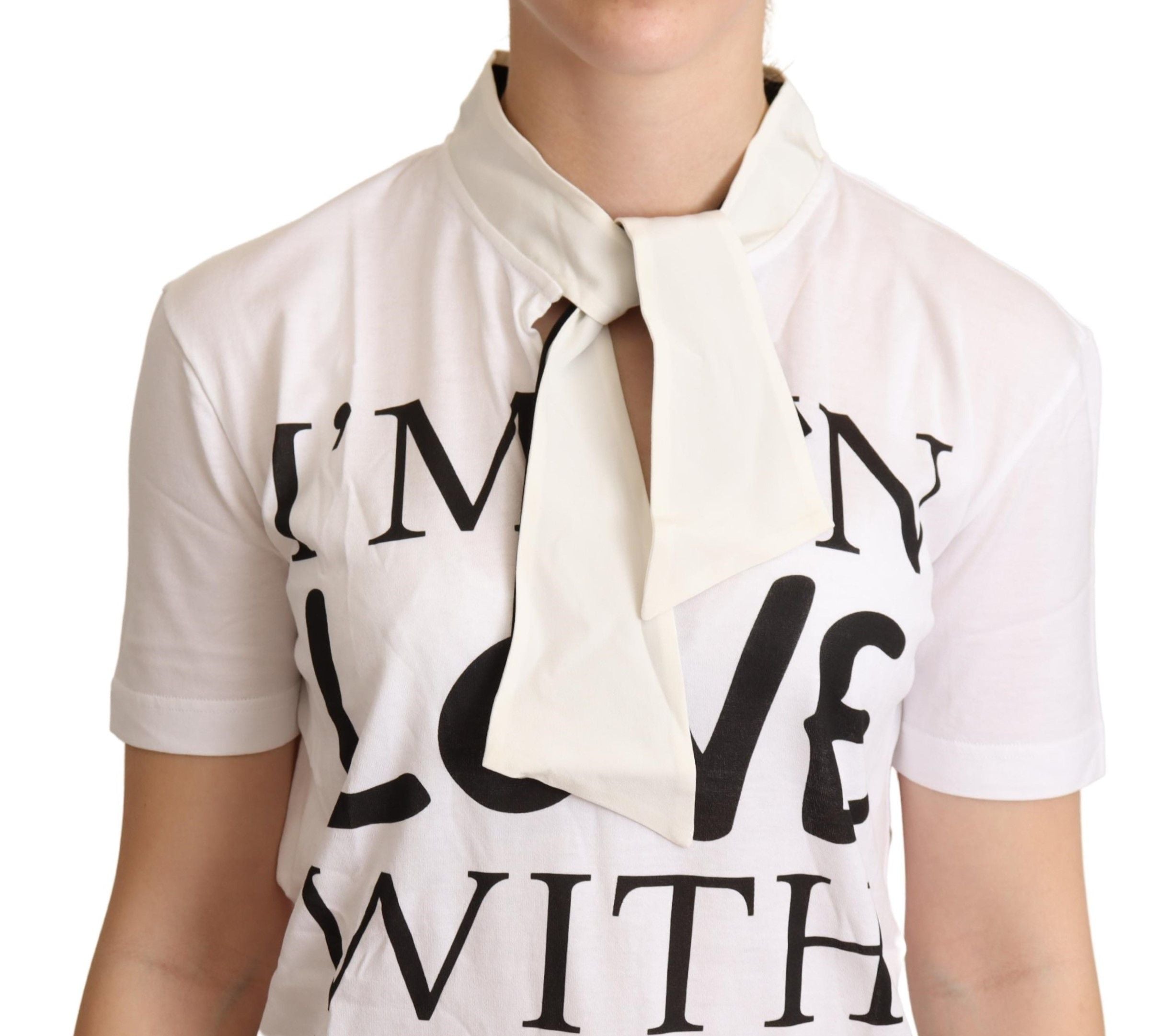 Camiseta blanca de algodón y seda Dolce & Gabbana I'm In Love Top-4
