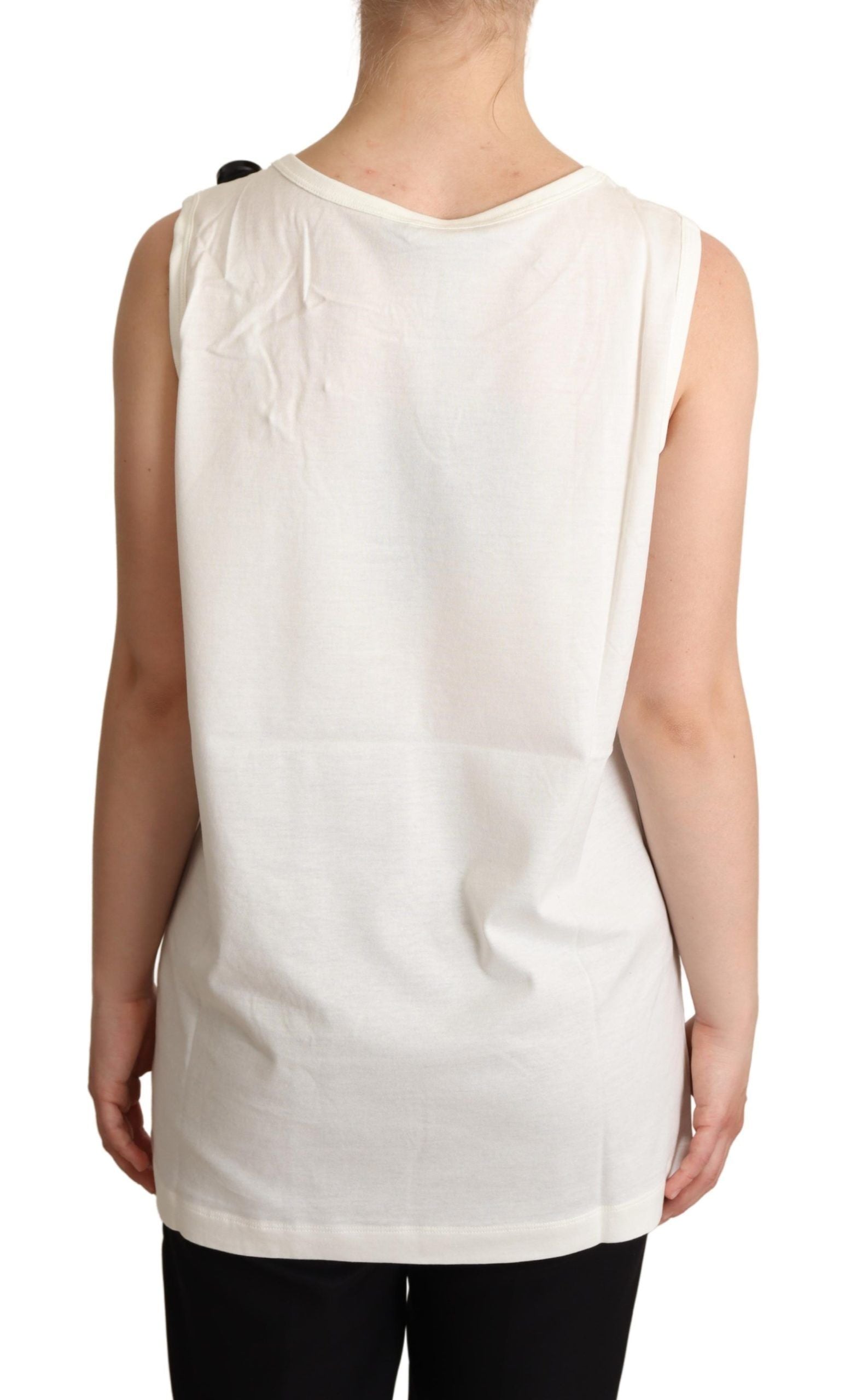 Camiseta blanca Dolce & Gabbana con estampado floral y adornos para el perro-3