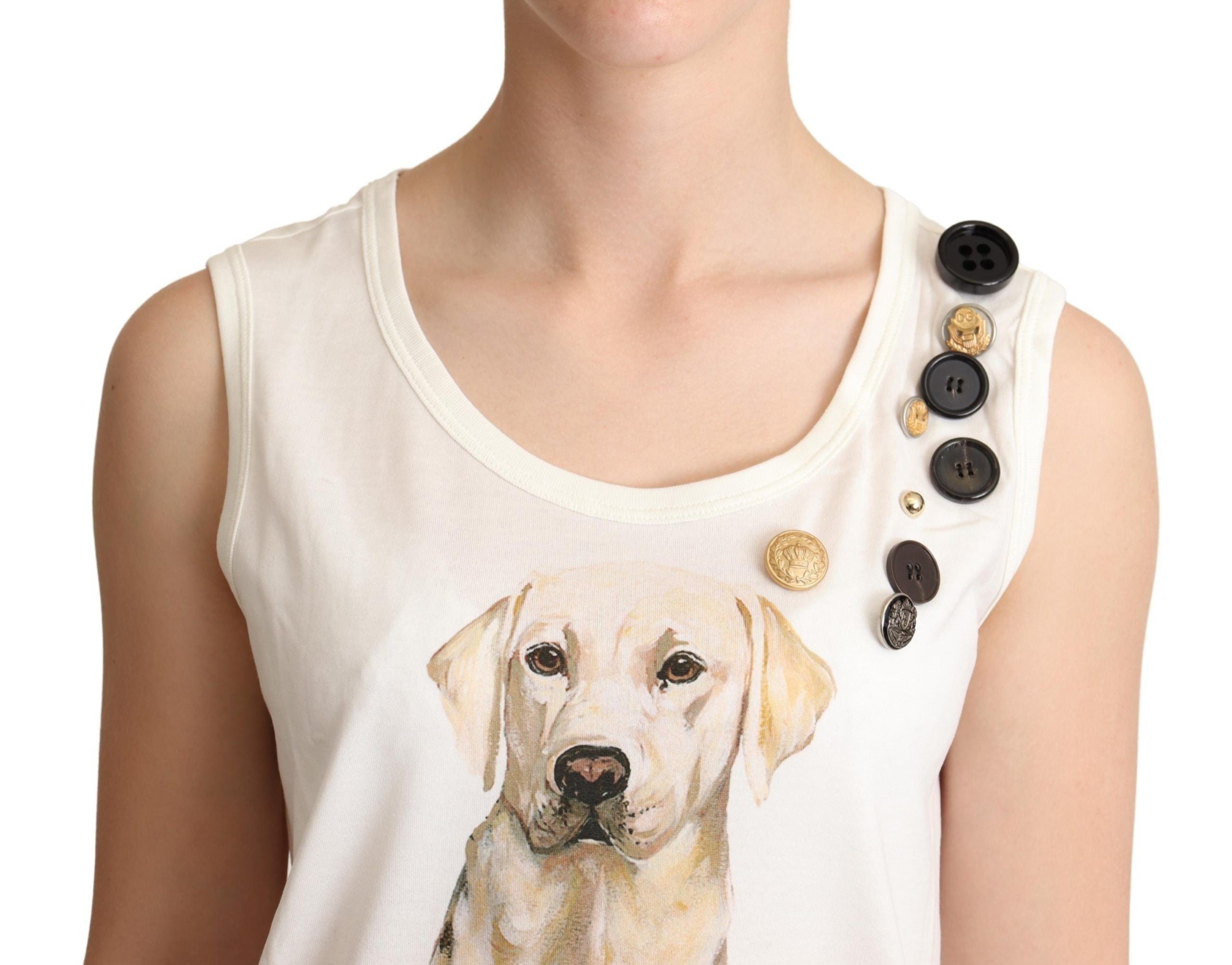 Camiseta blanca Dolce & Gabbana con estampado floral y adornos para el perro-4