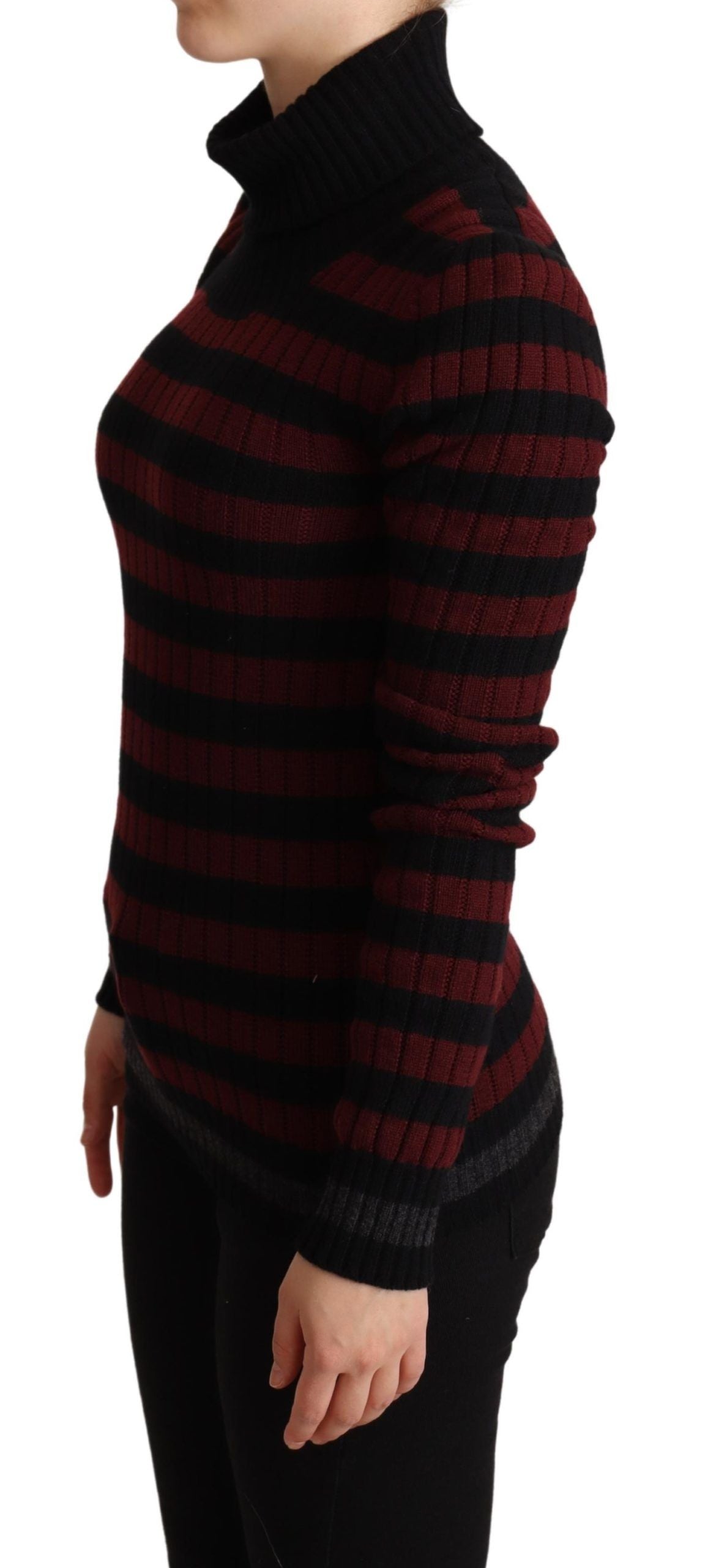 Dolce & Gabbana Schwarz-rot gestreifter Pullover aus Wolle-2