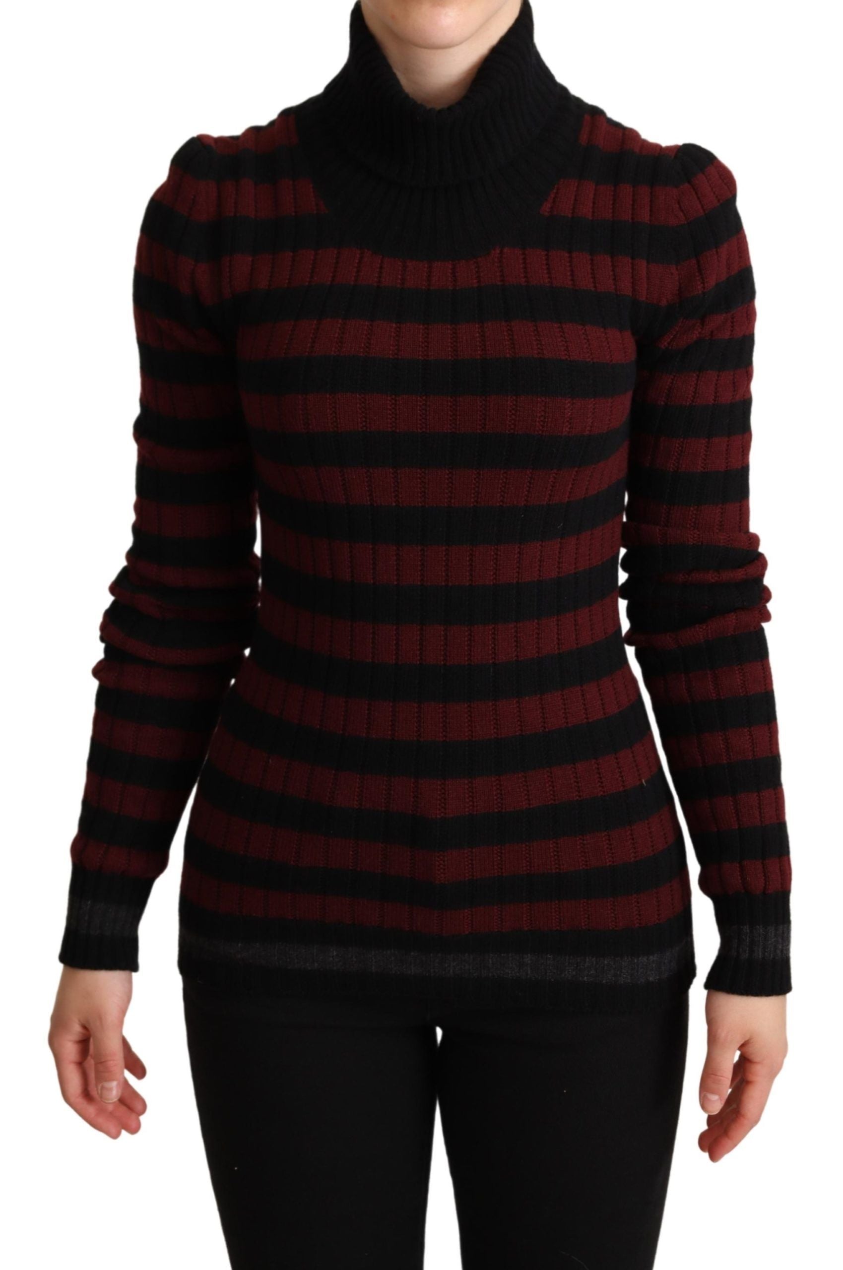 Dolce & Gabbana Schwarz-rot gestreifter Pullover aus Wolle-1