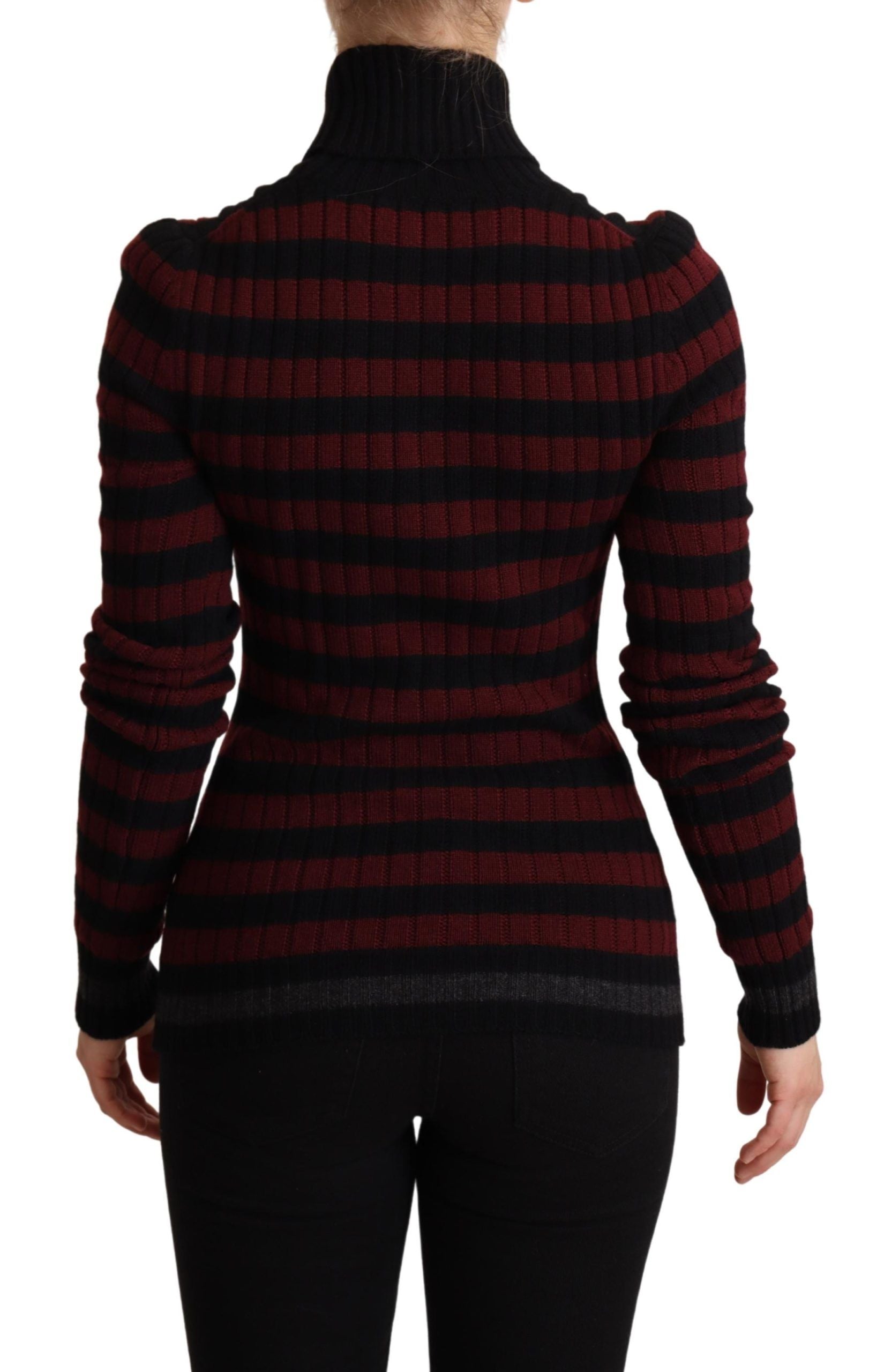 Dolce & Gabbana Schwarz-rot gestreifter Pullover aus Wolle-3