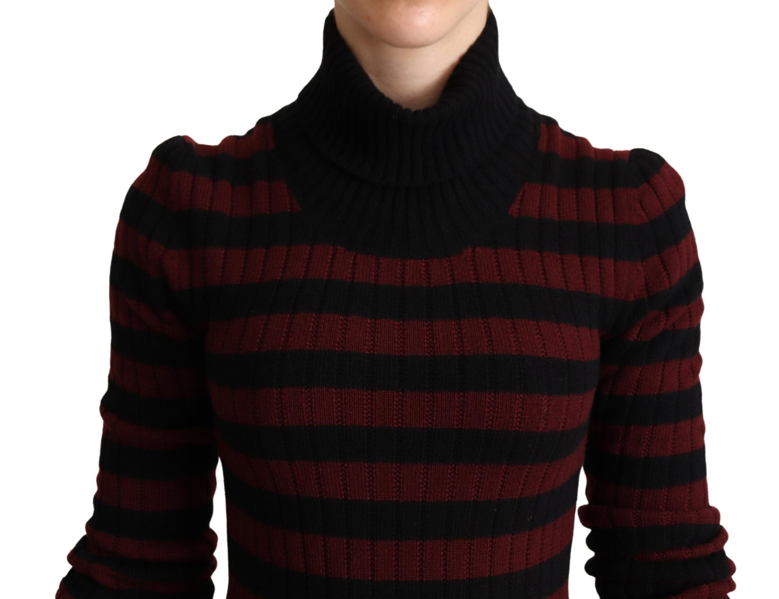 Dolce & Gabbana Schwarz-rot gestreifter Pullover aus Wolle-4