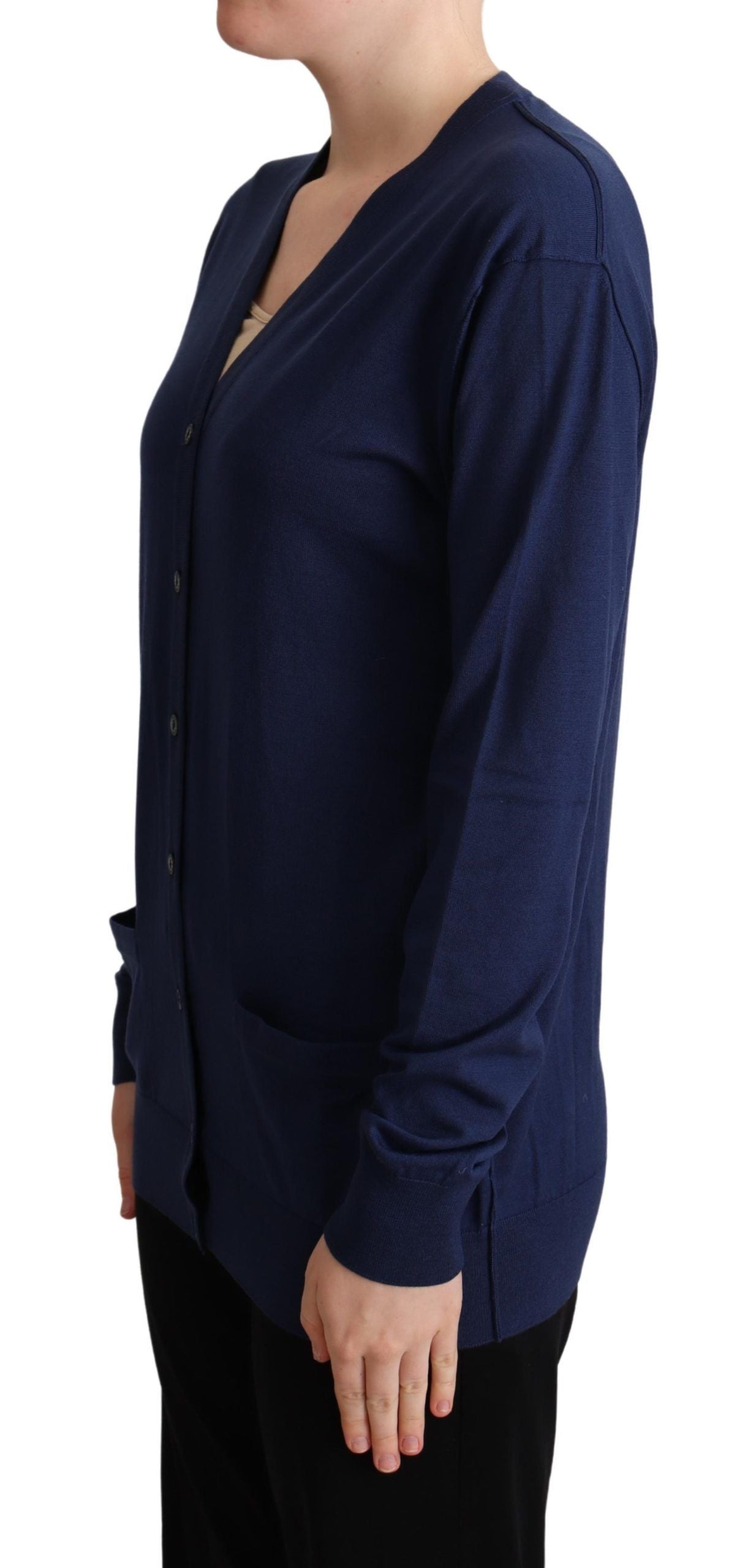 Dolce & Gabbana blue cardigan in virgin wool with button placket-2