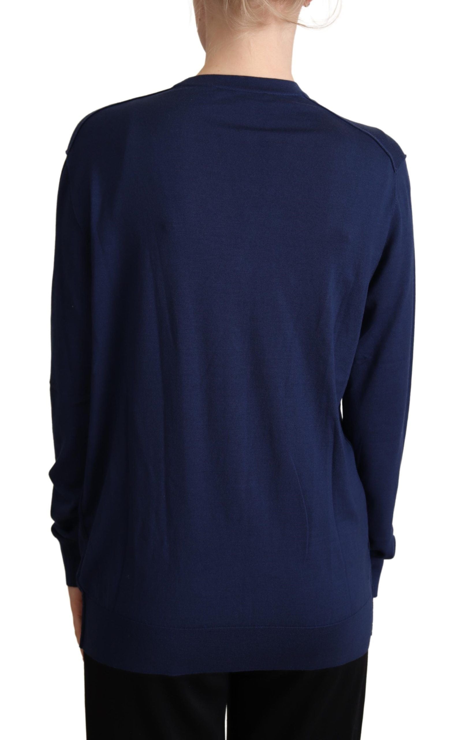 Dolce & Gabbana blue cardigan in virgin wool with button placket-3