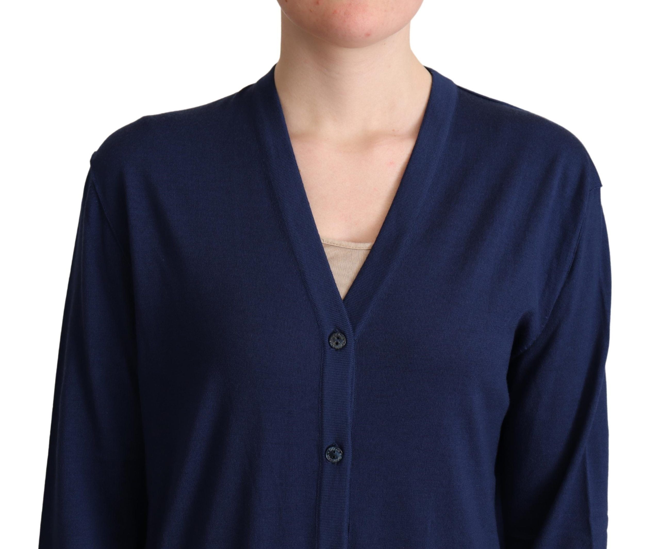 Dolce & Gabbana blue cardigan in virgin wool with button placket-4