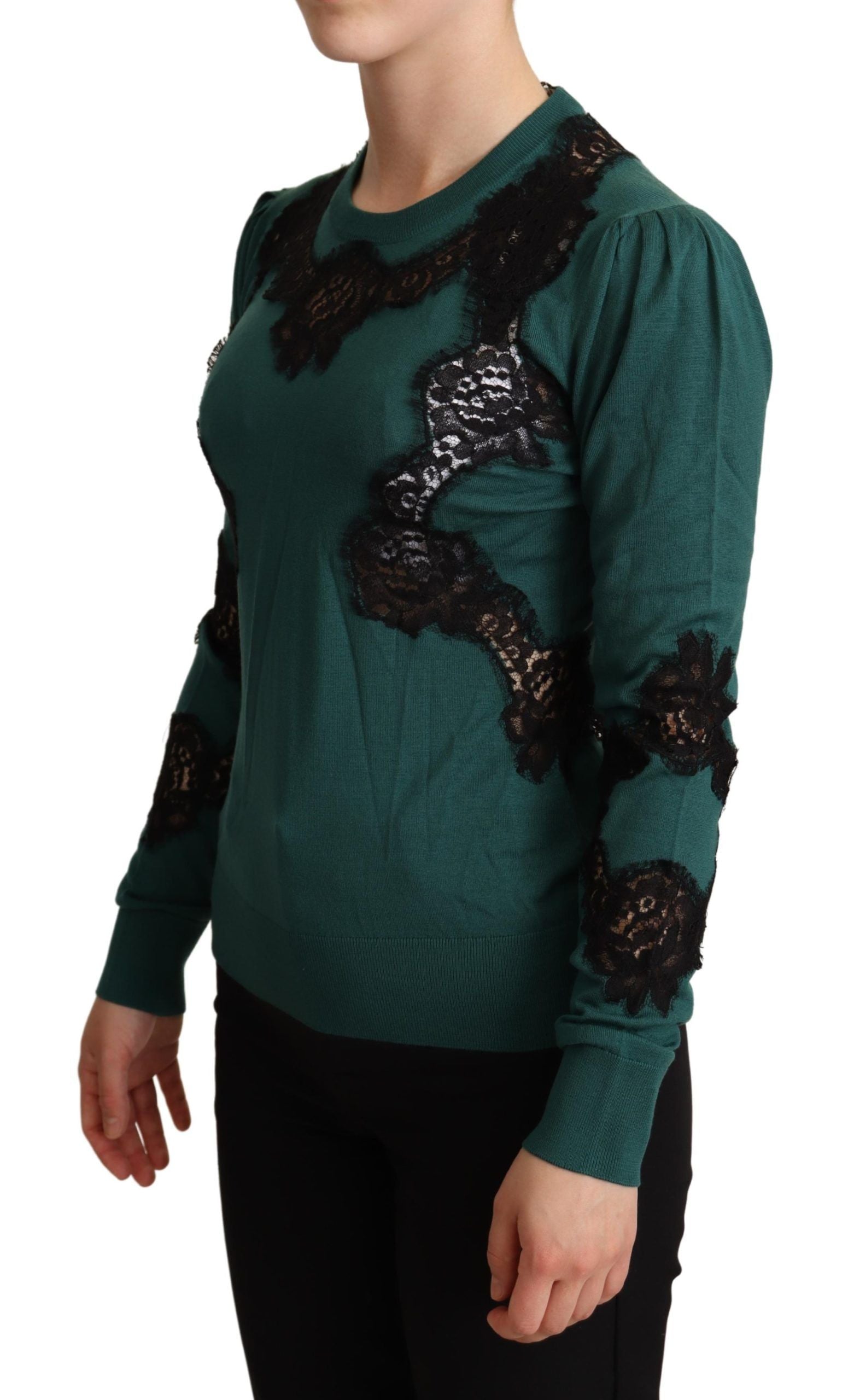 Dolce & Gabbana Grüner Pullover mit Rundhalsausschnitt aus Wolle-2