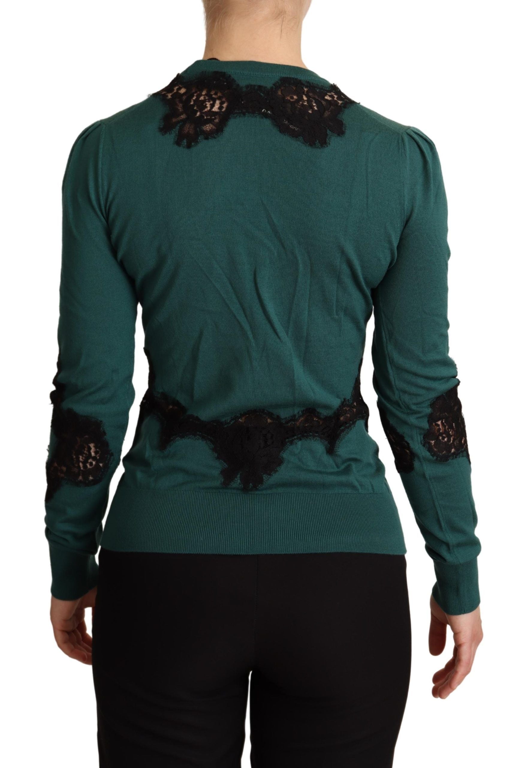 Dolce & Gabbana Grüner Pullover mit Rundhalsausschnitt aus Wolle-3