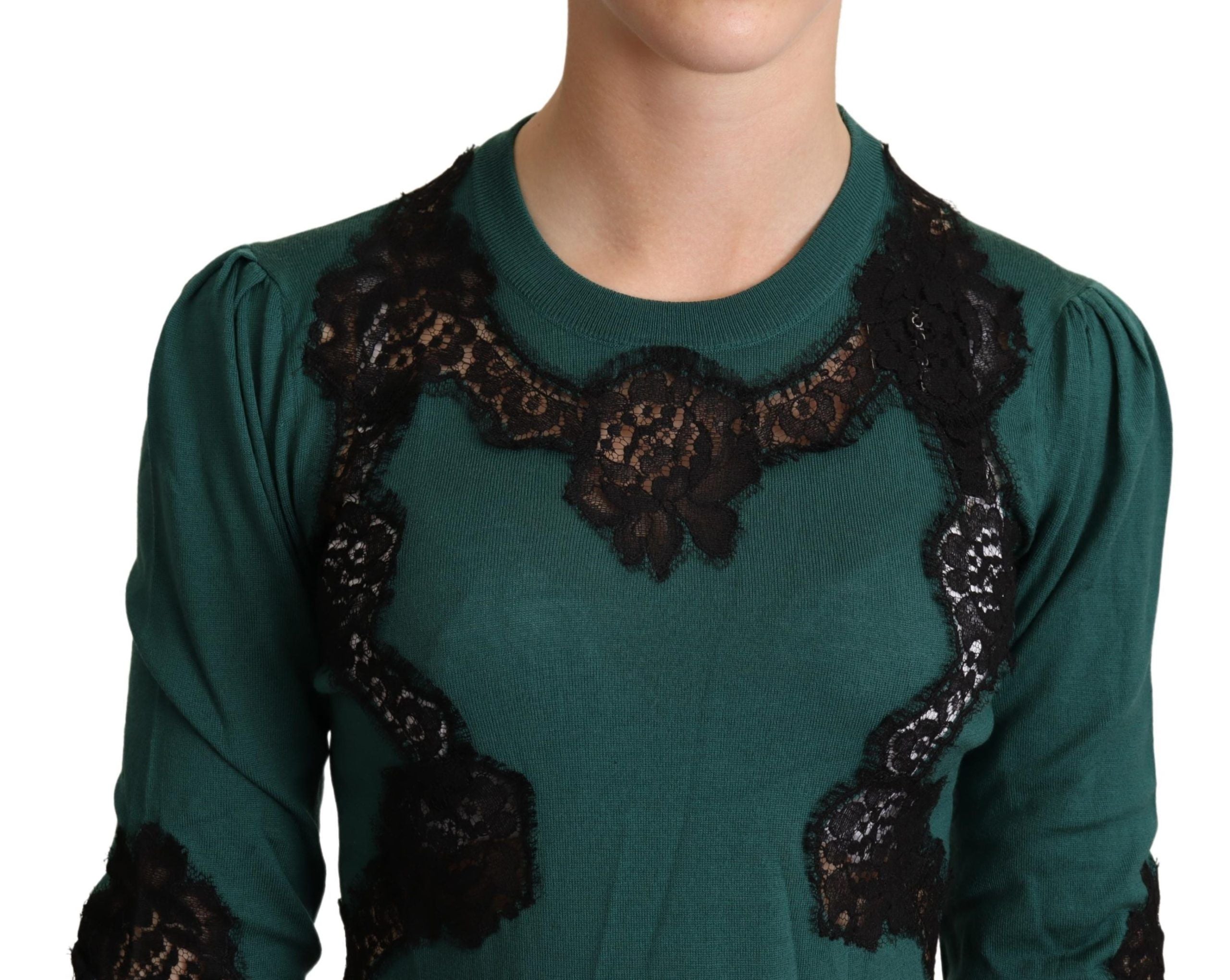 Dolce & Gabbana Grüner Pullover mit Rundhalsausschnitt aus Wolle-4
