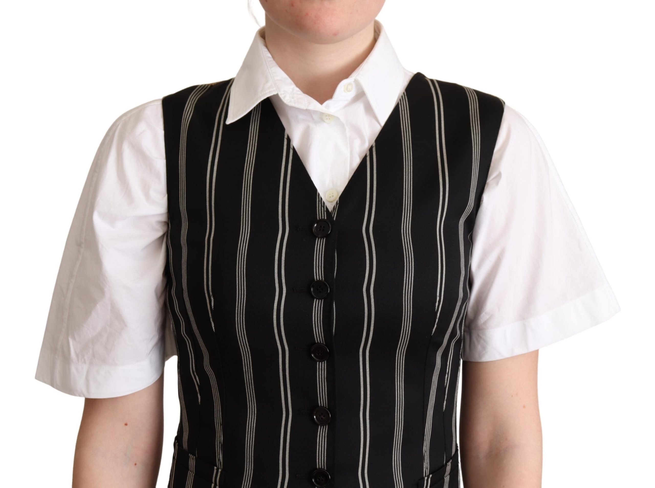 Dolce & Gabbana black striped vest with leopard print-4
