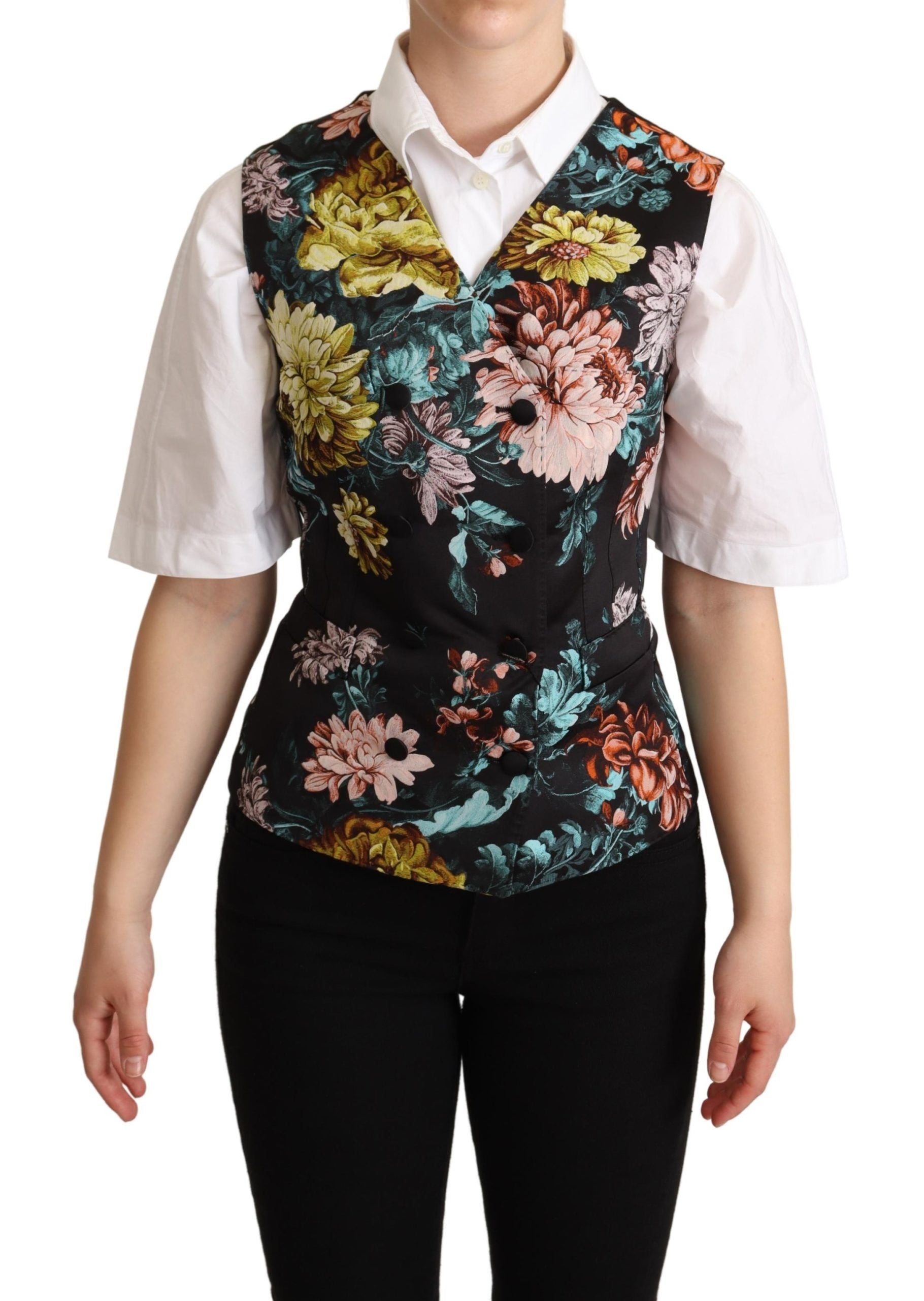Chaleco floral negro de jacquard de Dolce & Gabbana-1