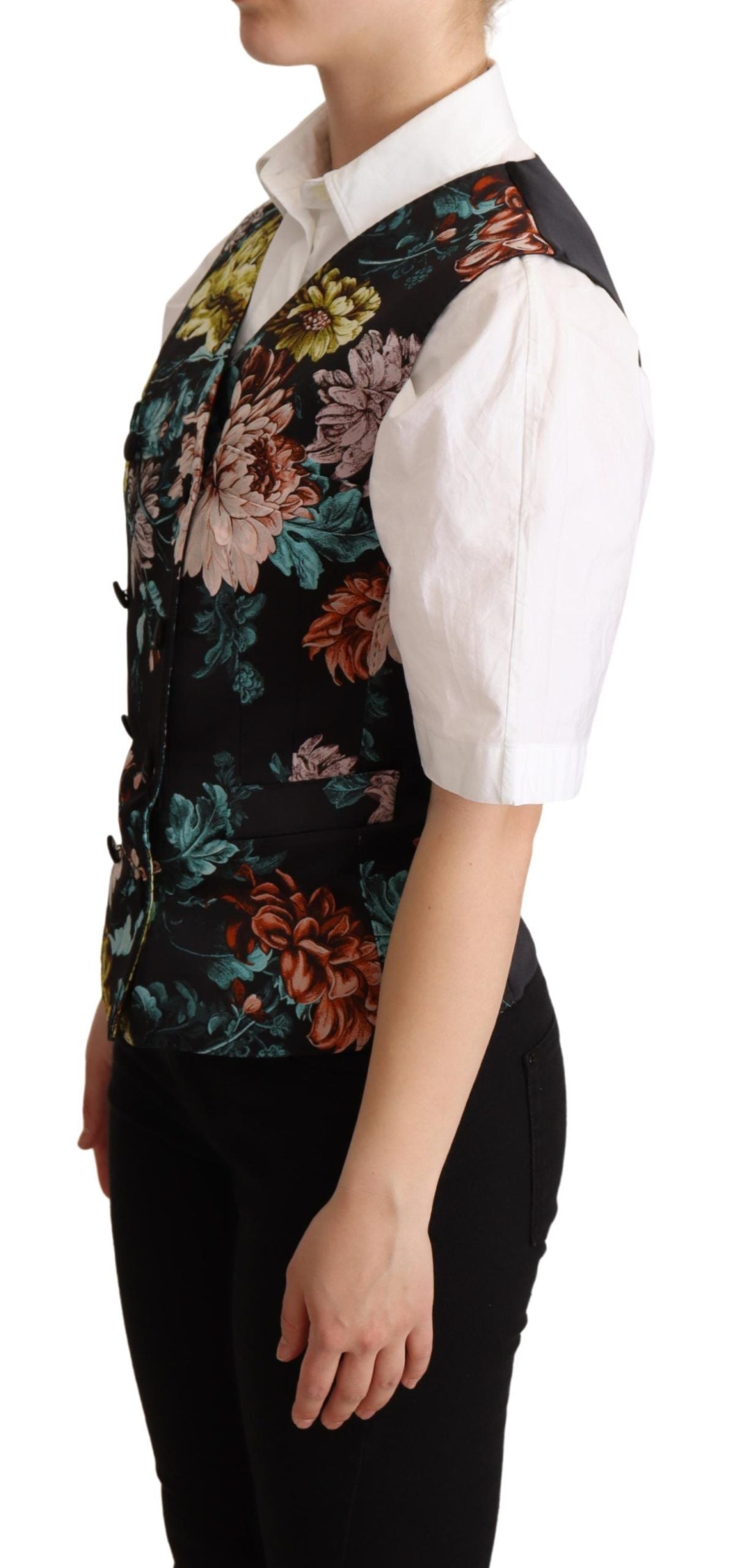 Chaleco floral negro de jacquard de Dolce & Gabbana-2