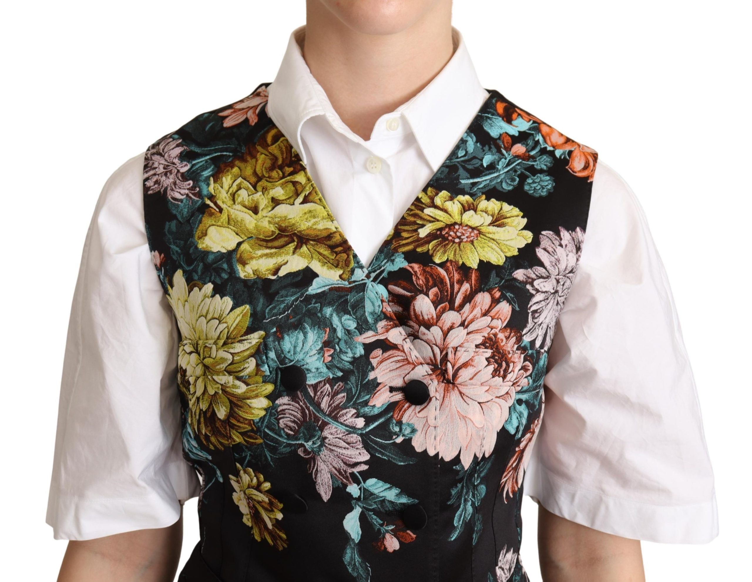 Chaleco floral negro de jacquard de Dolce & Gabbana-4