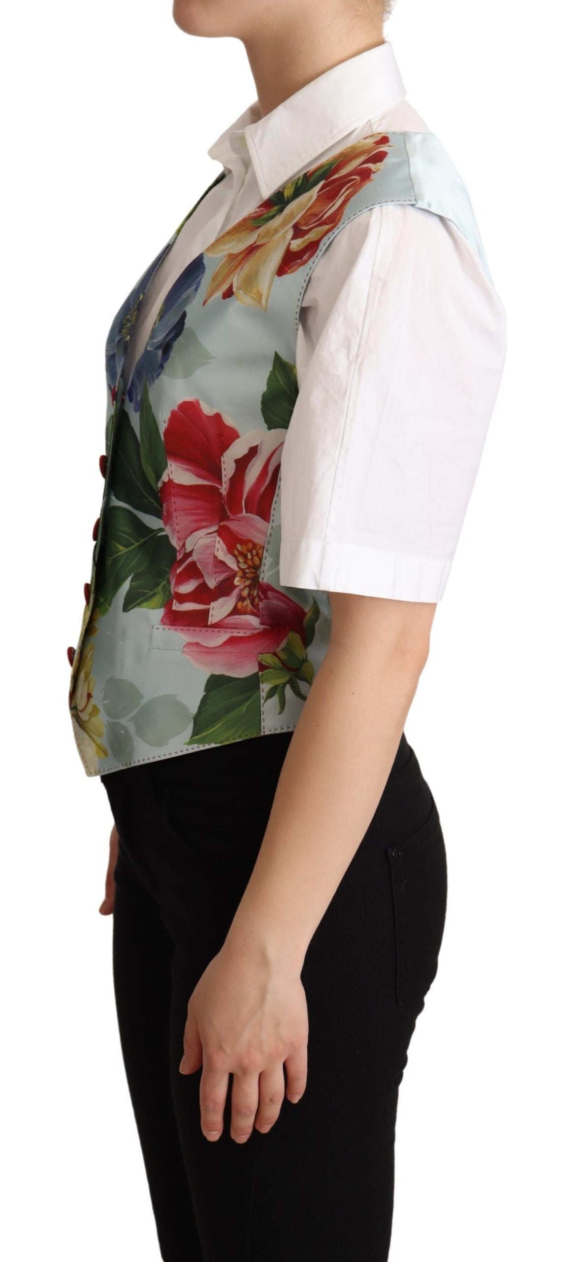 Dolce & Gabbana Mintgrüne geblümte Seidenweste-2