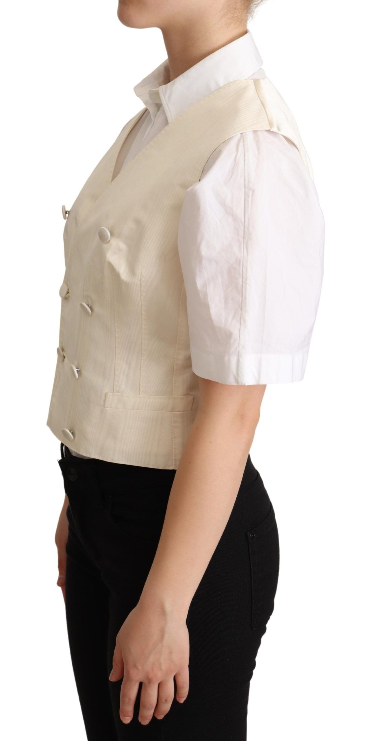 Dolce & Gabbana Beige Silk Sleeveless Vest-2