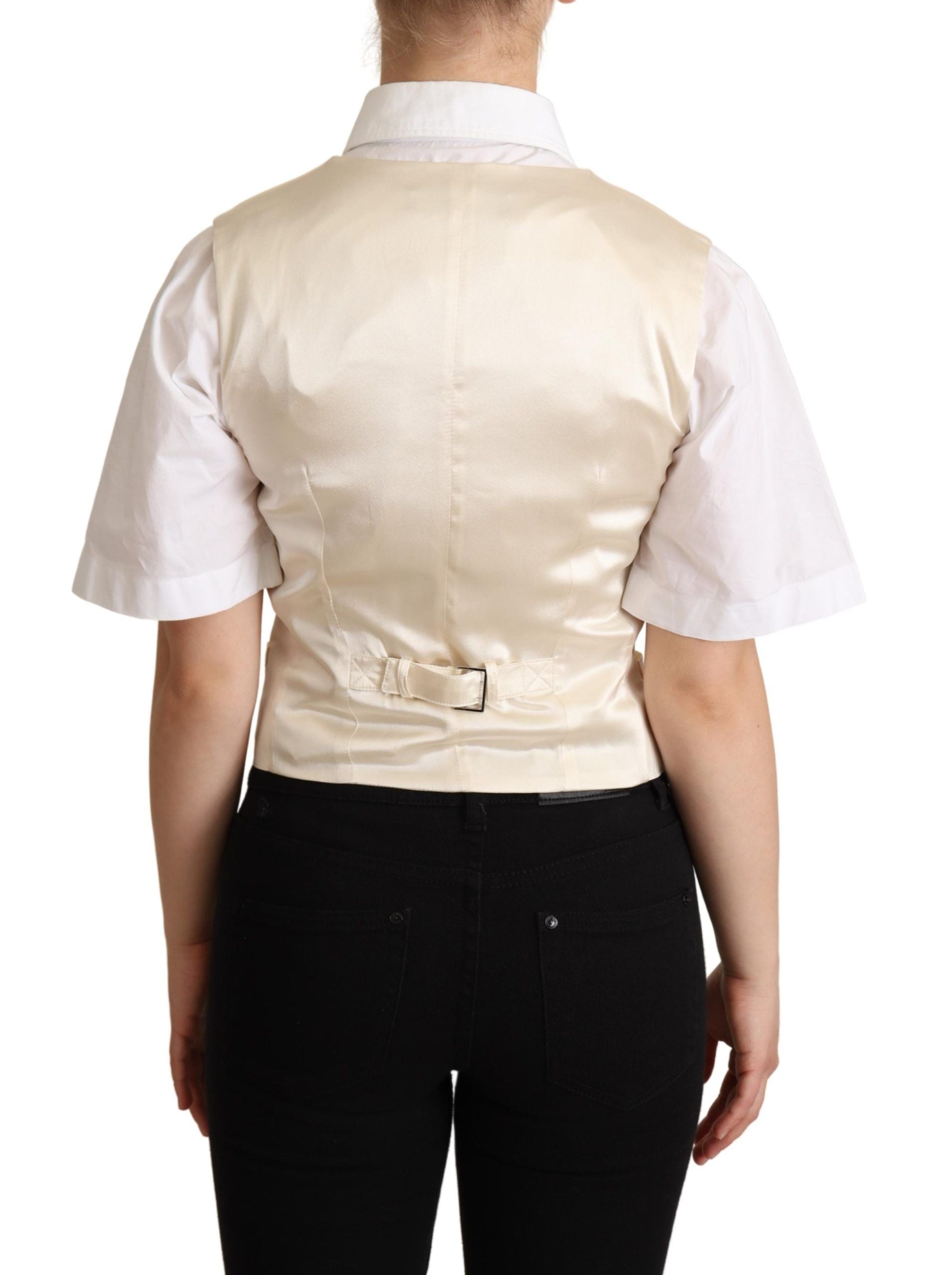 Dolce & Gabbana Beige Silk Sleeveless Vest-3