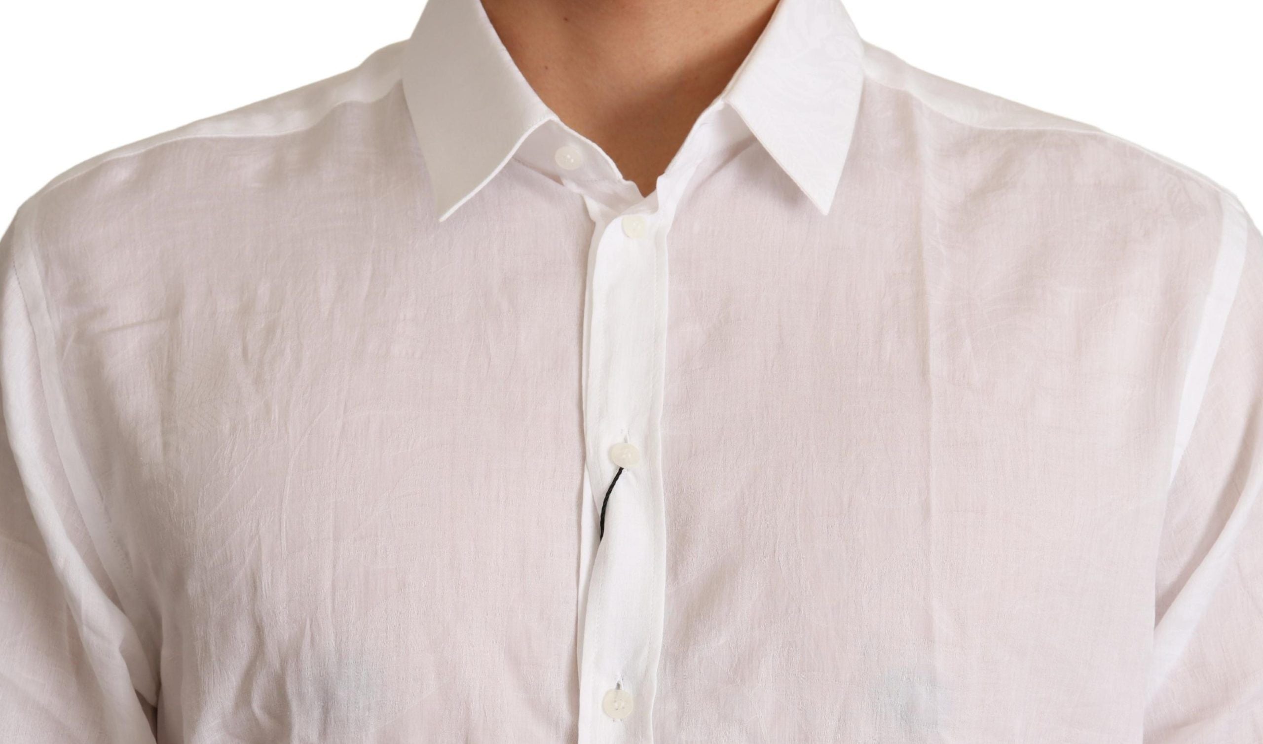 Dolce & Gabbana White Cotton Shirt with Floral Pattern MARTINI-4