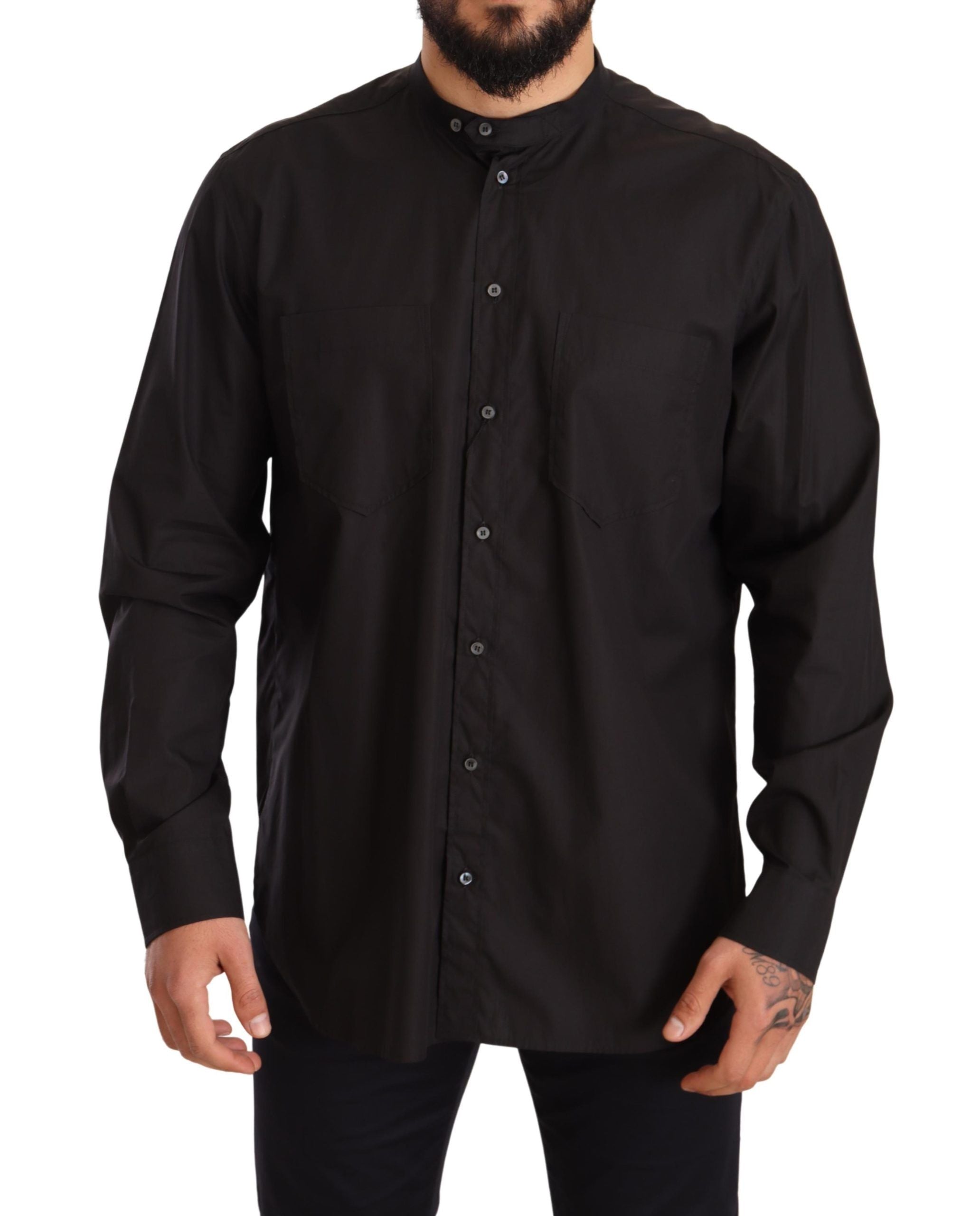 Dolce & Gabbana Schwarzes Hemd aus 100% Baumwolle für formelle Anlässe-1