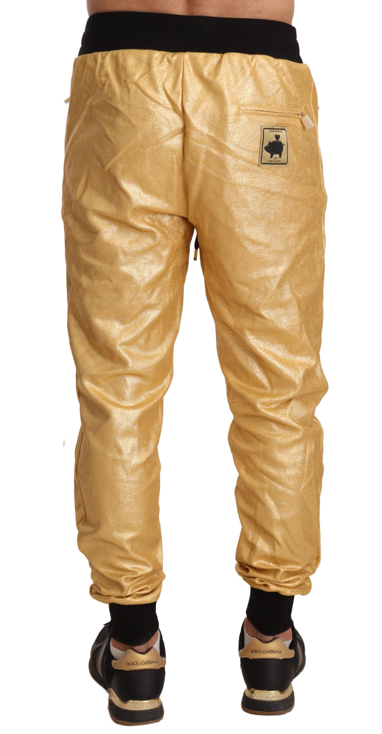 Dolce & Gabbana Gold Pig of the Year Cotton Trousers Pants-3