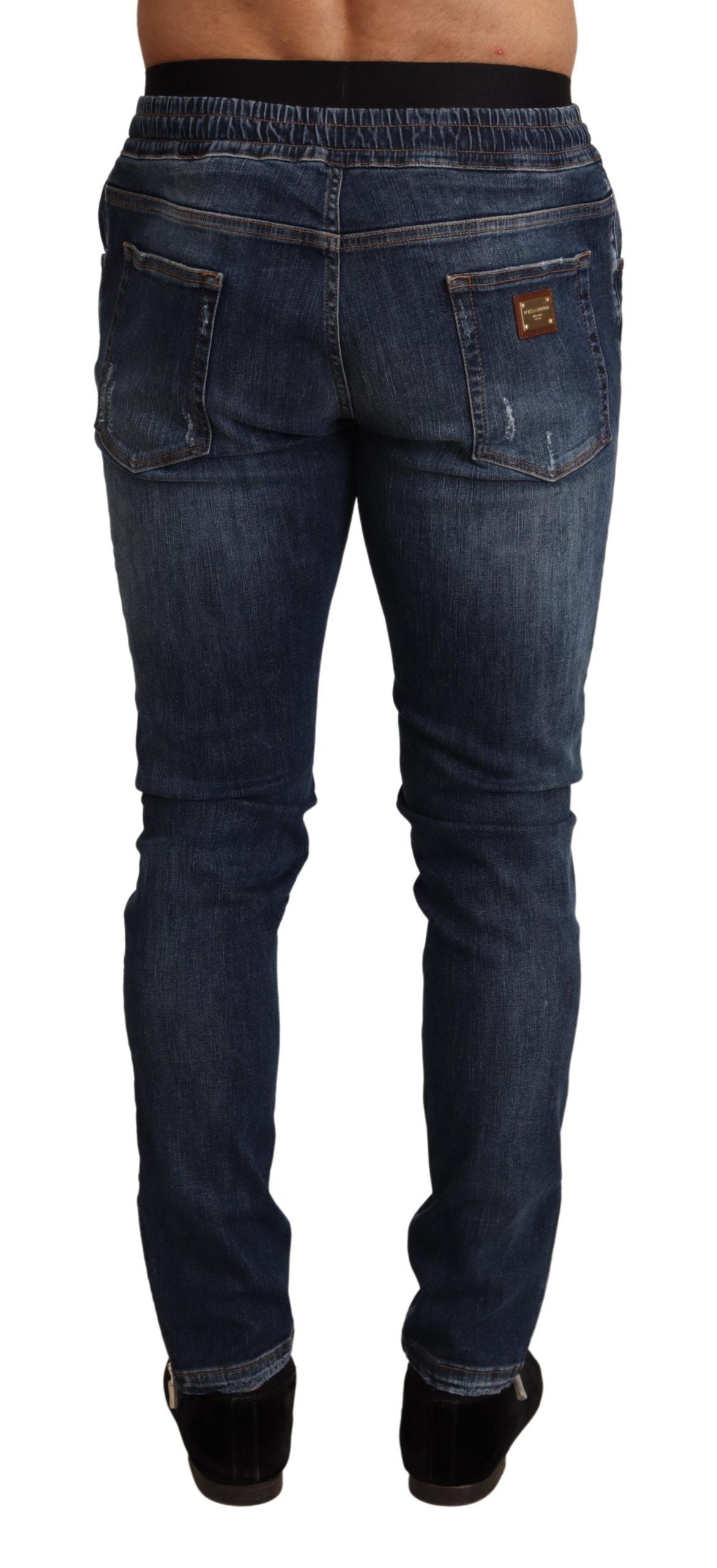 Dolce & Gabbana Blue Cotton Stretch Jeans in Ripped Denim-3