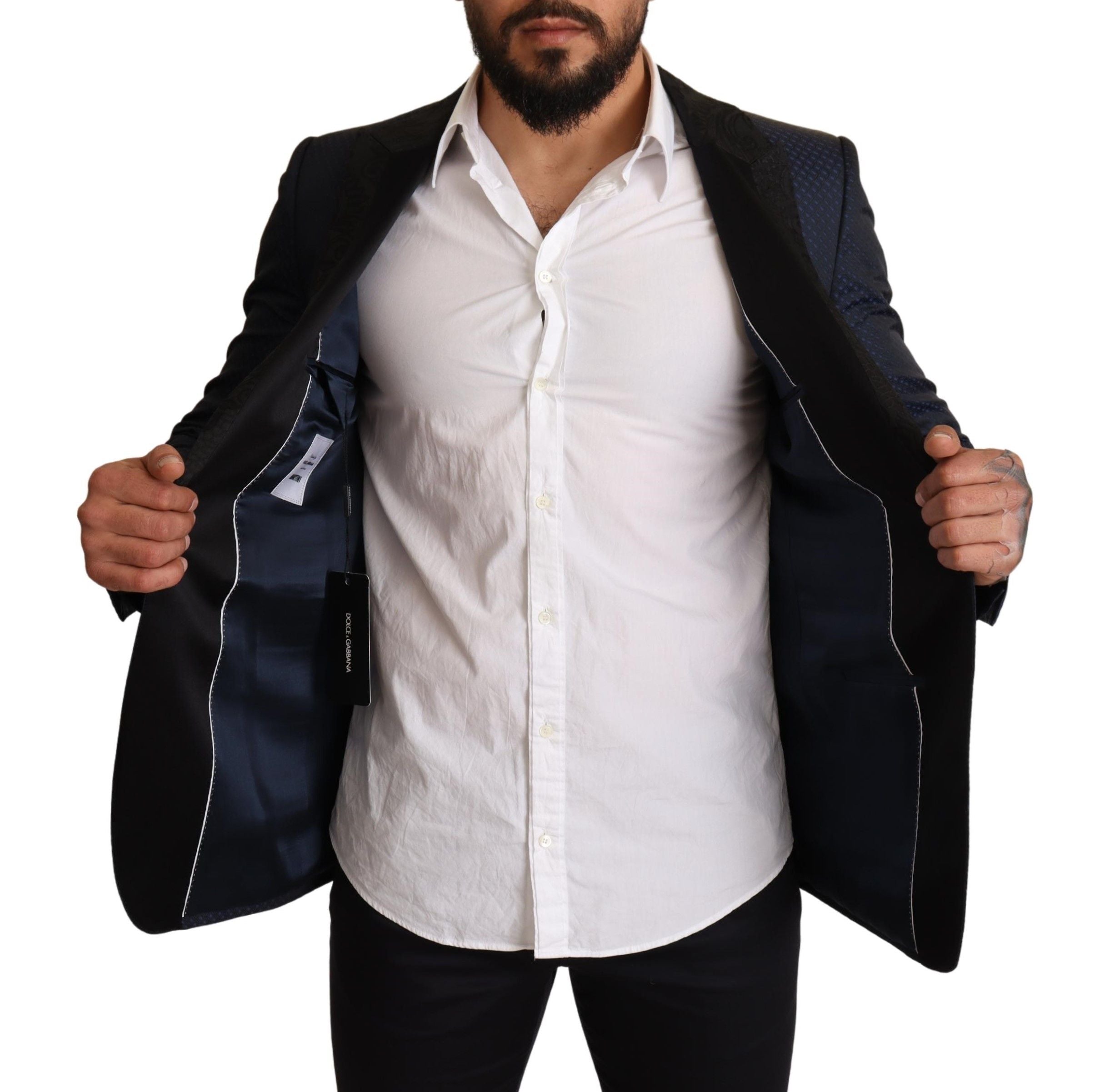 Dolce & Gabbana Blauer Wollblazer mit schmaler Passform MARTINI Blazer Jacket-6