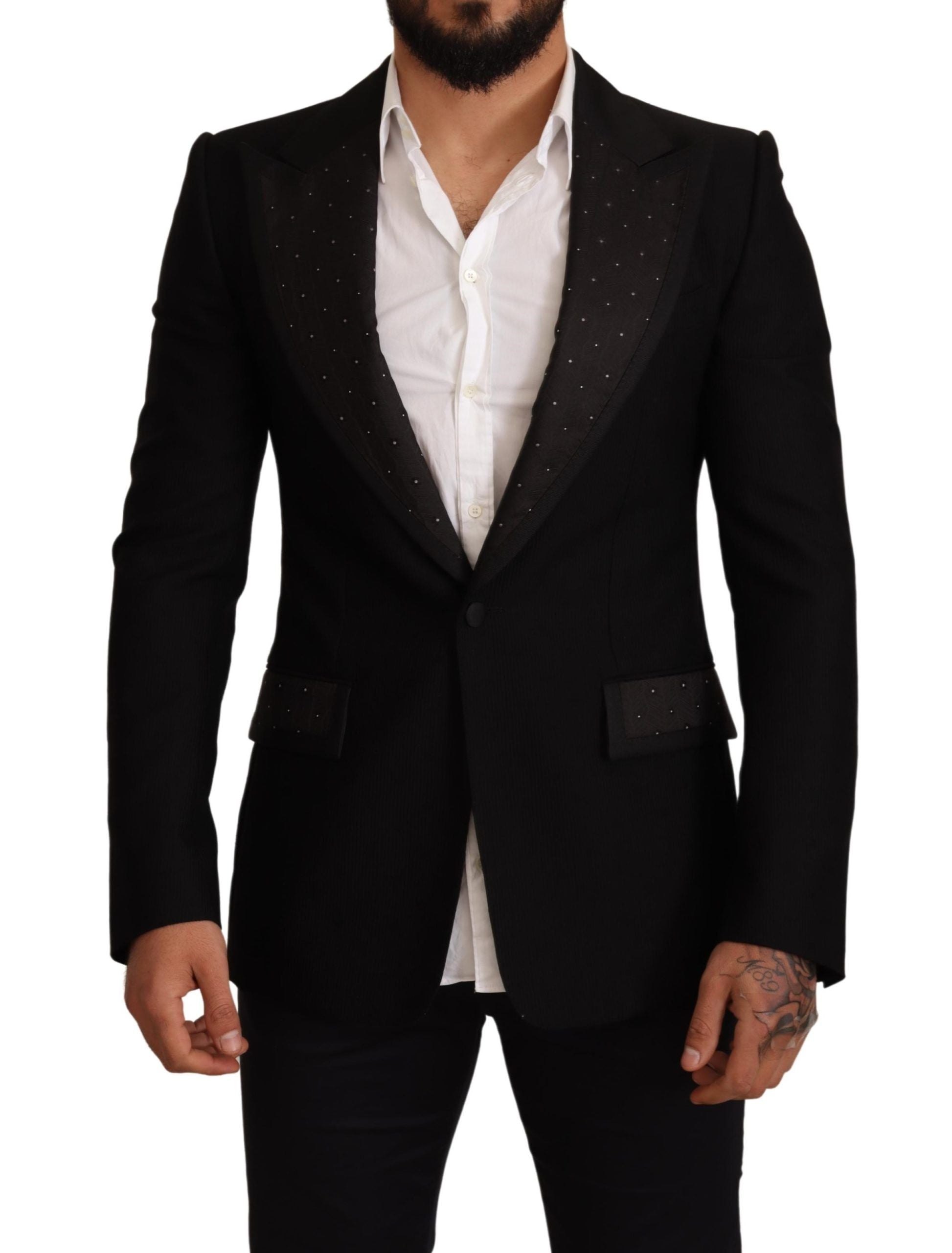 Dolce & Gabbana Black Wool Slim Fit Blazer Jacket