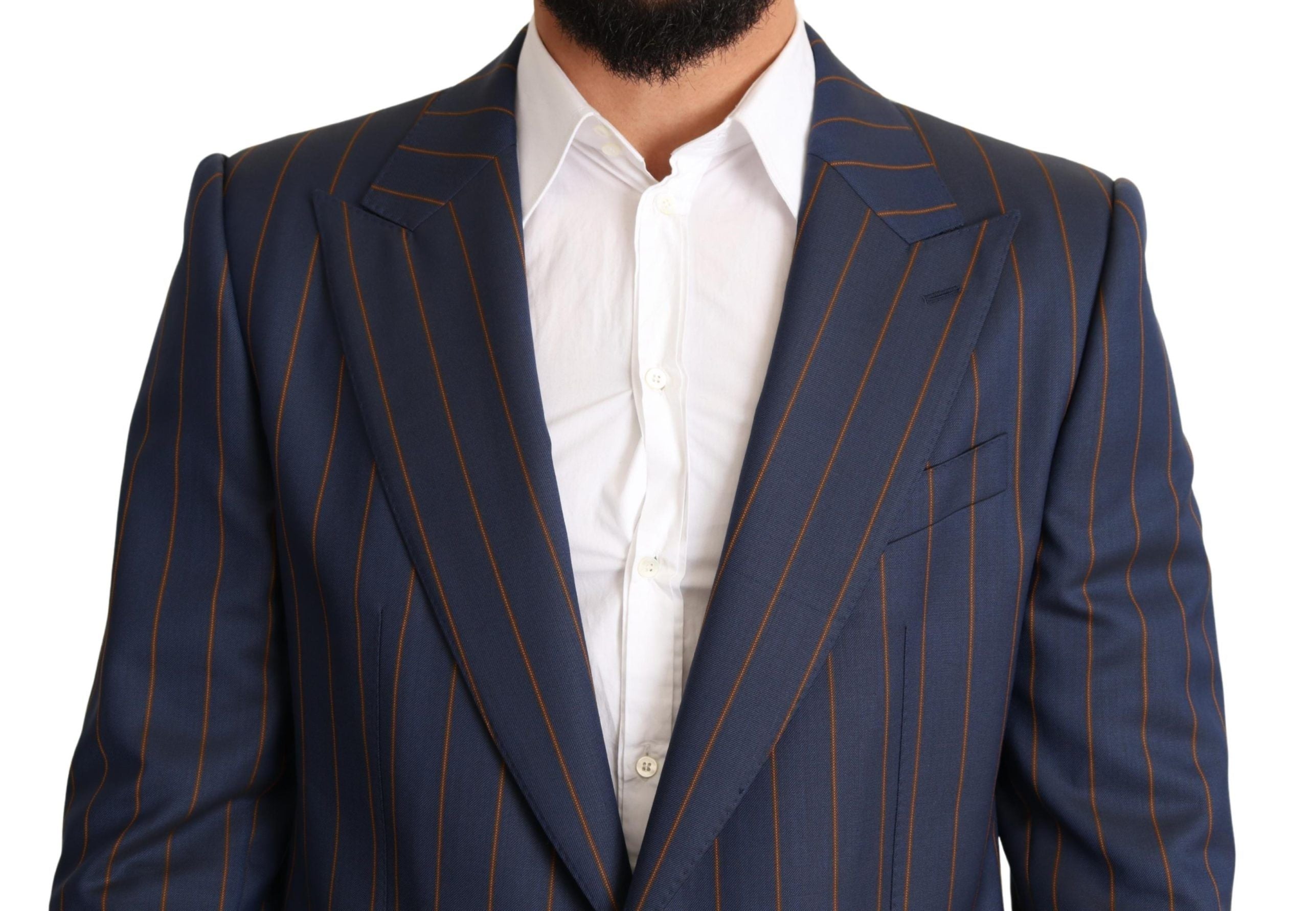 Dolce & Gabbana blue striped slim fit blazer jacket in wool-4