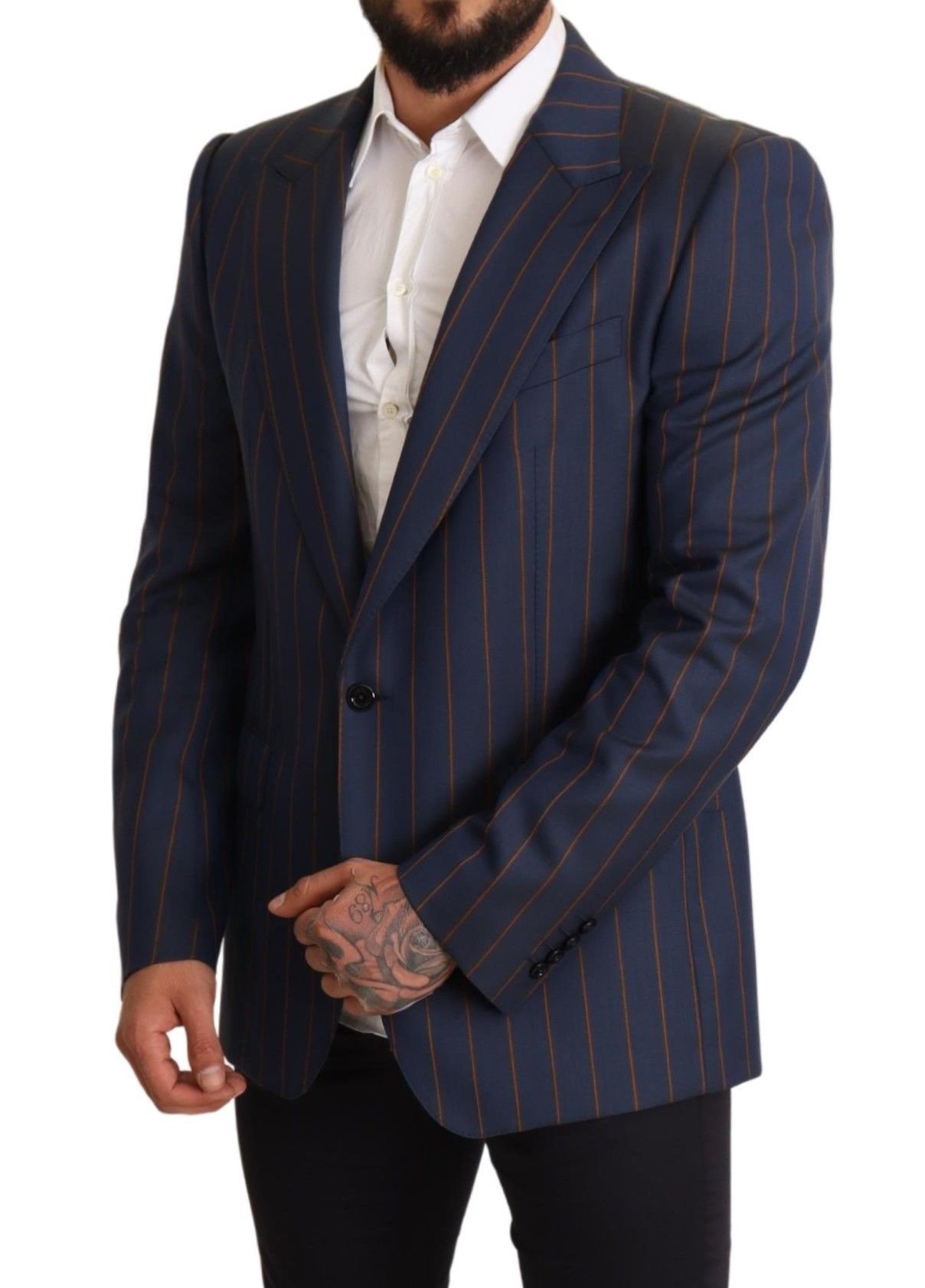 Dolce & Gabbana blue striped slim fit blazer jacket in wool-5