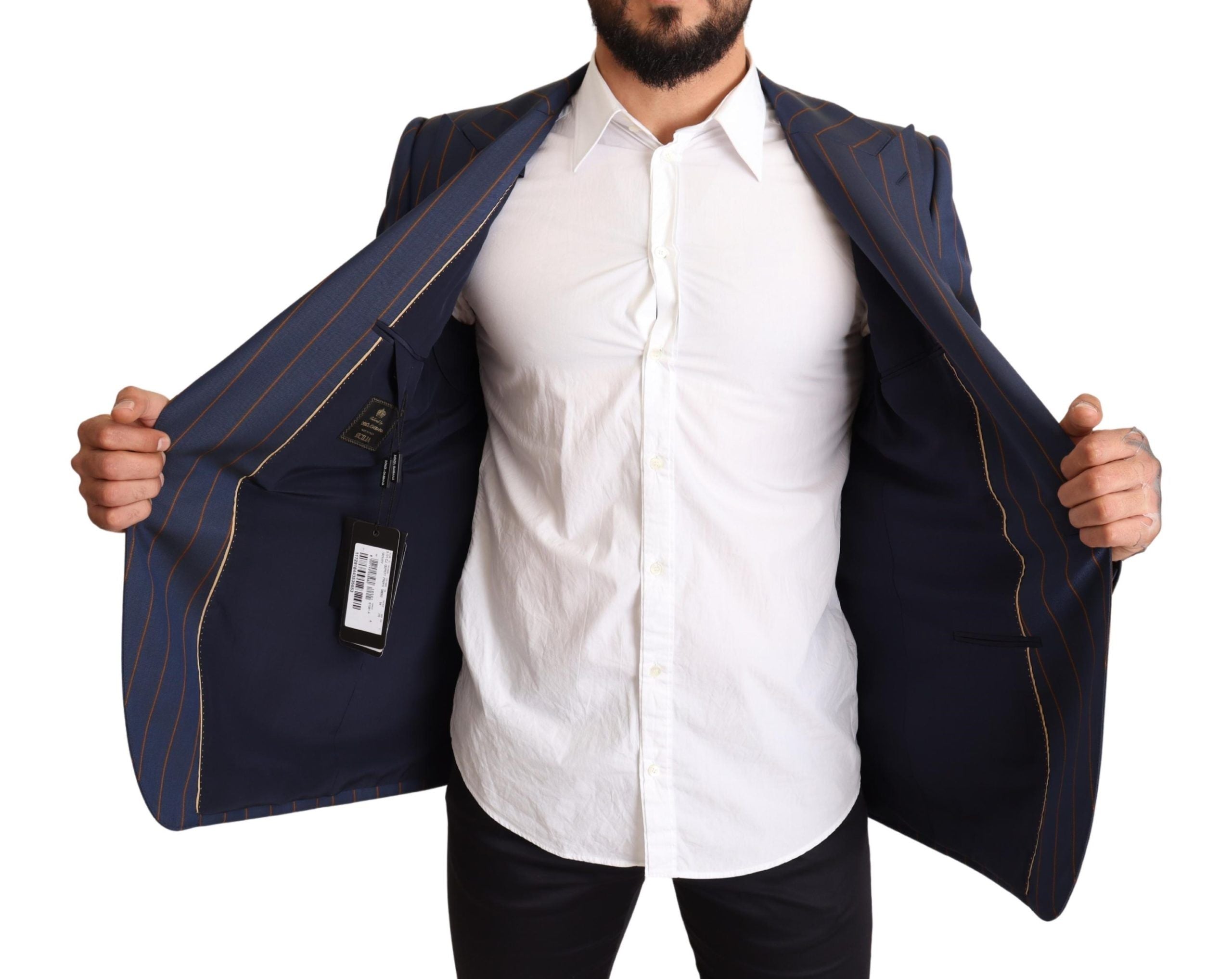 Dolce & Gabbana blue striped slim fit blazer jacket in wool-6