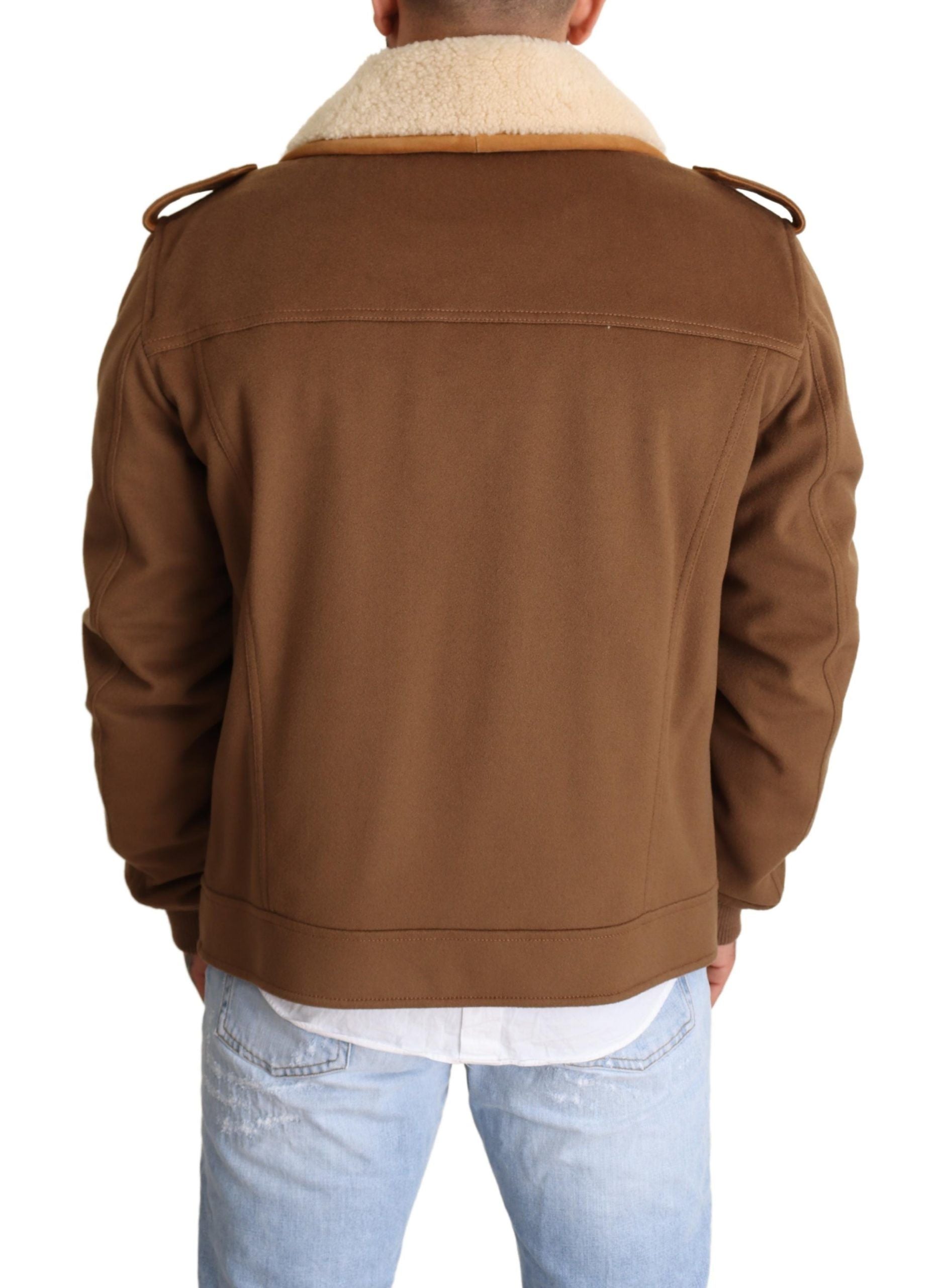 Dolce & Gabbana Brown Double-Breasted Shearling Coat Jacket-3