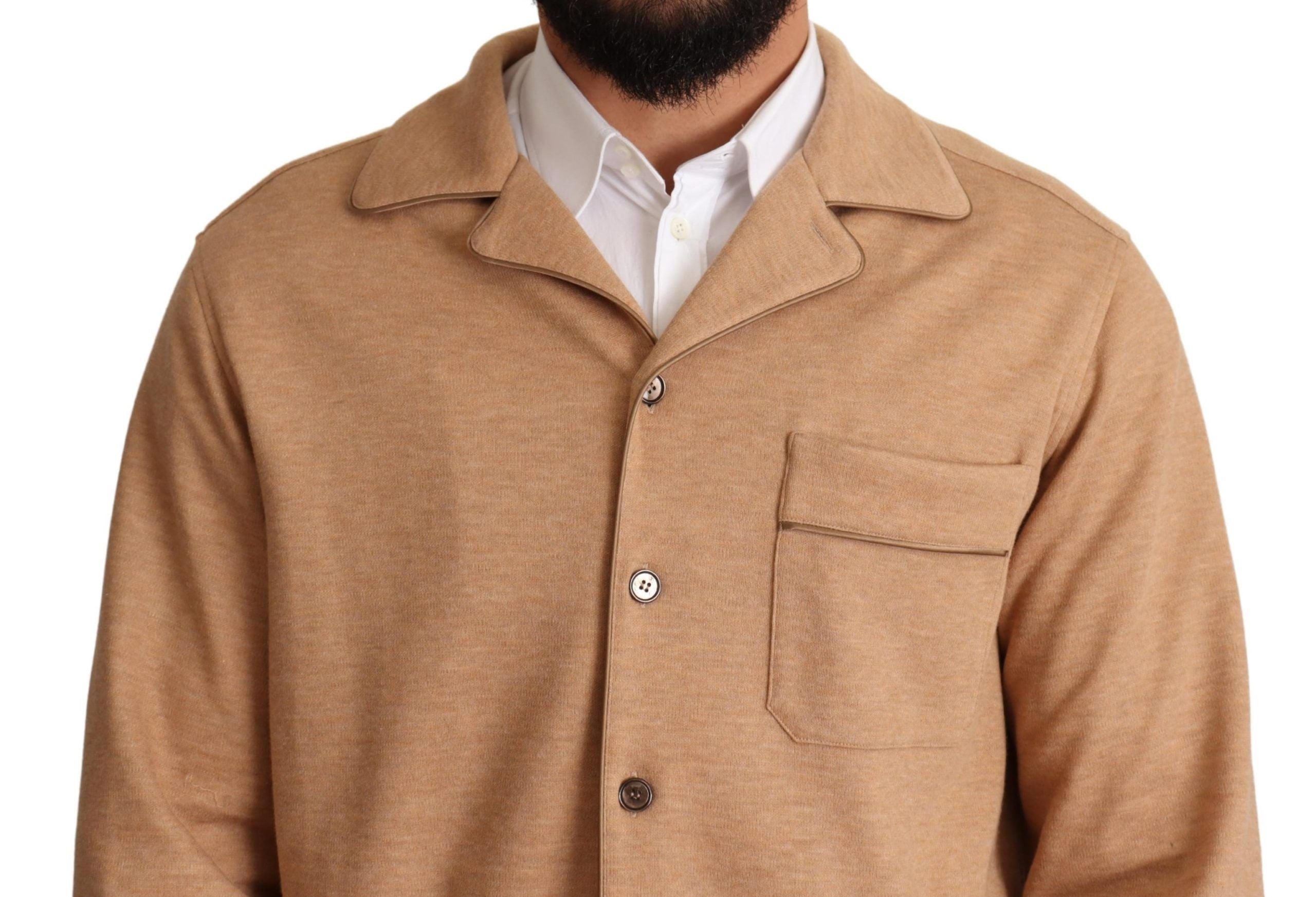 Dolce & Gabbana Brown Cotton Button-Down Coat Jacket-4