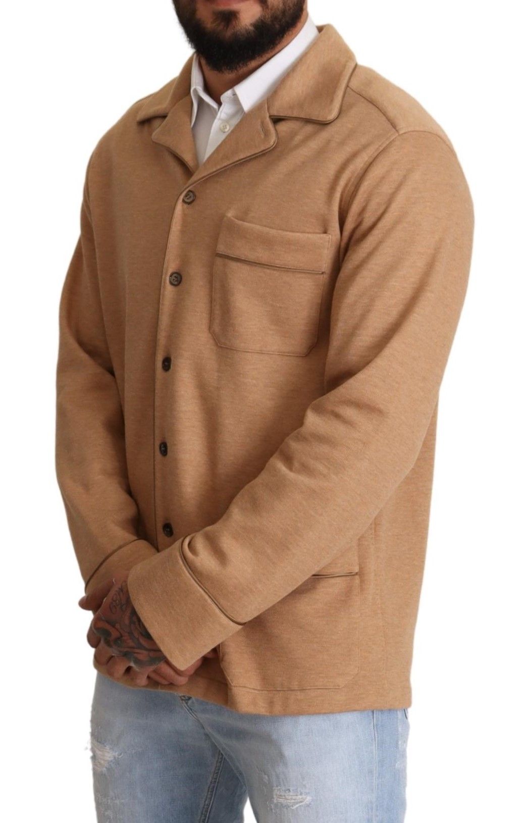 Dolce & Gabbana Brown Cotton Button-Down Coat Jacket-5
