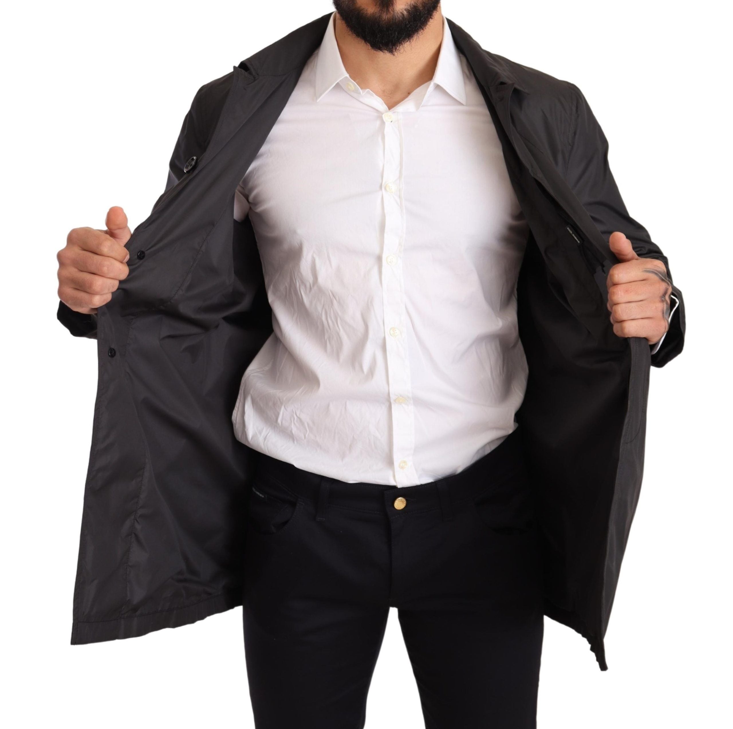 Gabardina Dolce & Gabbana de poliéster negro para hombre-6