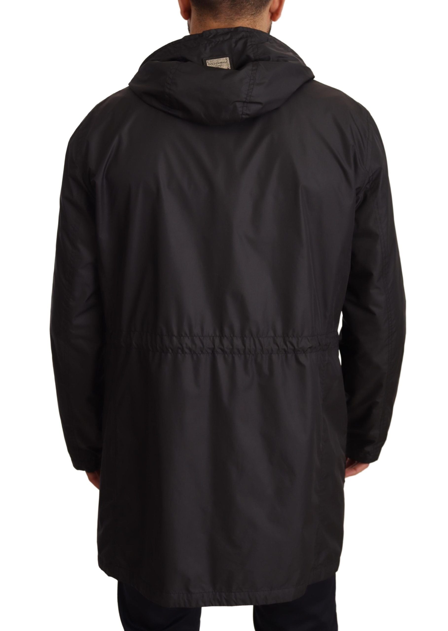 Dolce & Gabbana Black Hooded Trench Coat Jacket-3