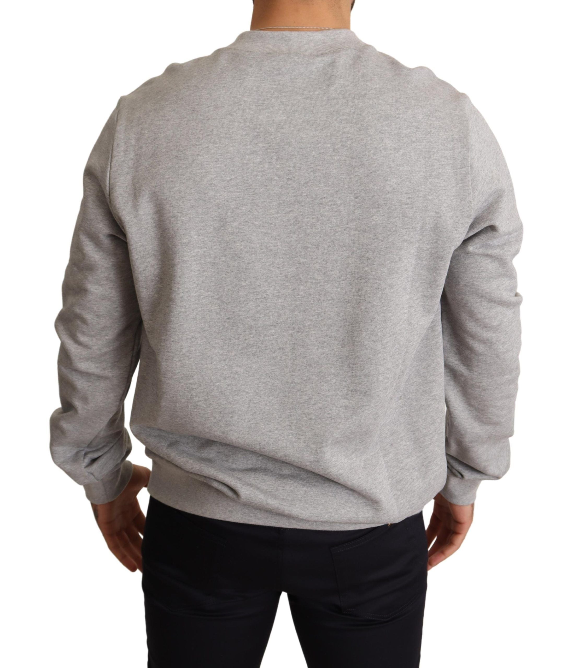 Dolce & Gabbana Grey Crown King Print Cotton Sweater-3