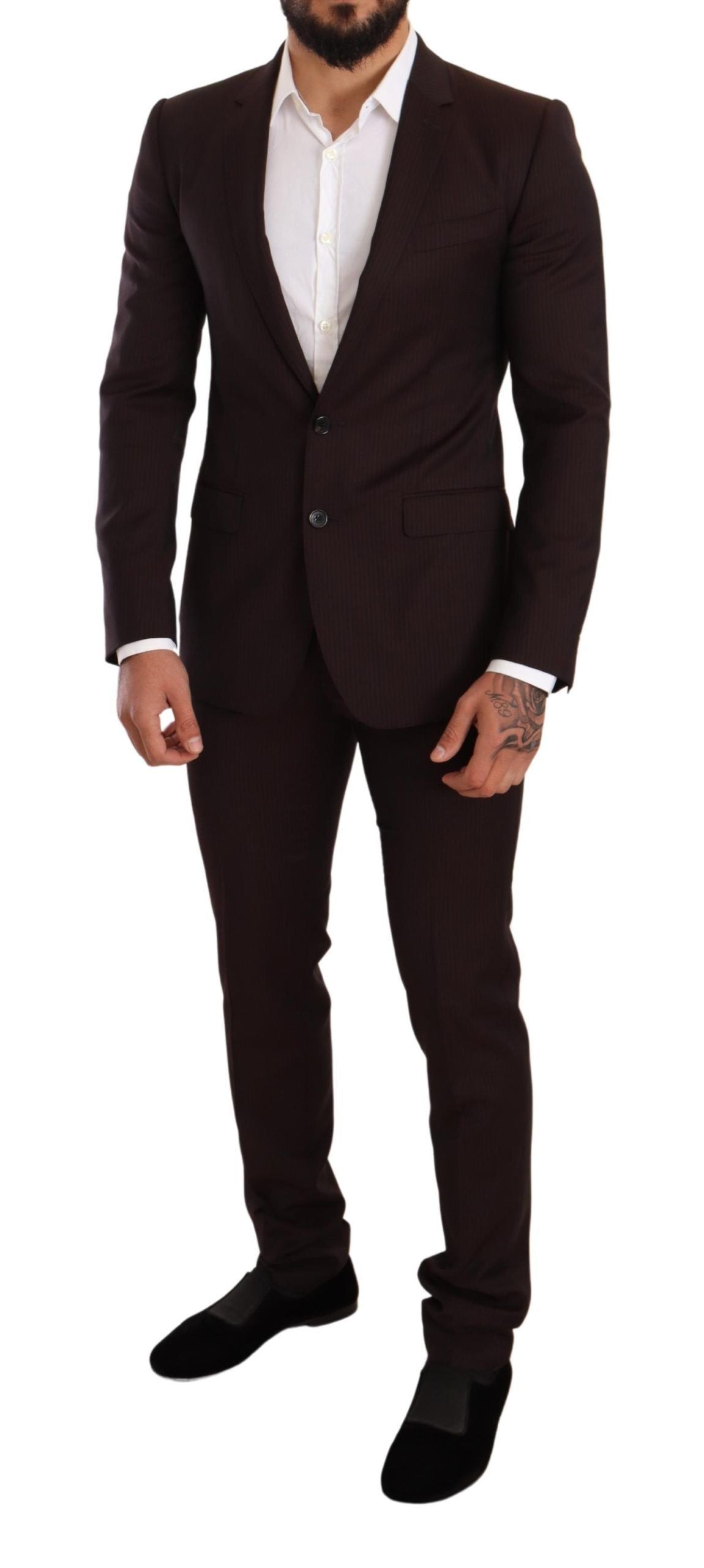 Dolce & Gabbana Bordeaux MARTINI Slim Fit Wool Suit-5