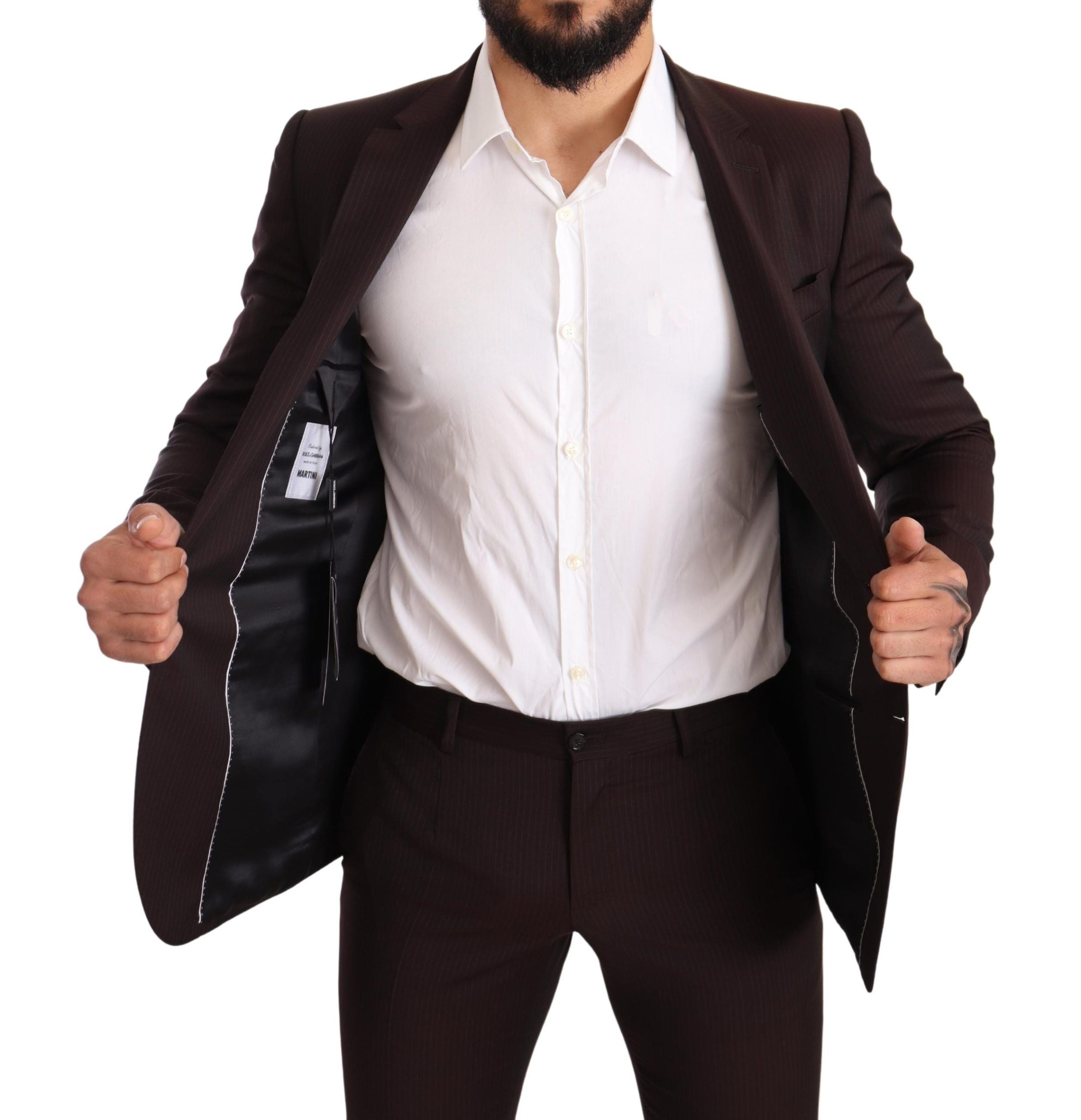 Dolce & Gabbana Bordeaux MARTINI Slim Fit Wool Suit-6
