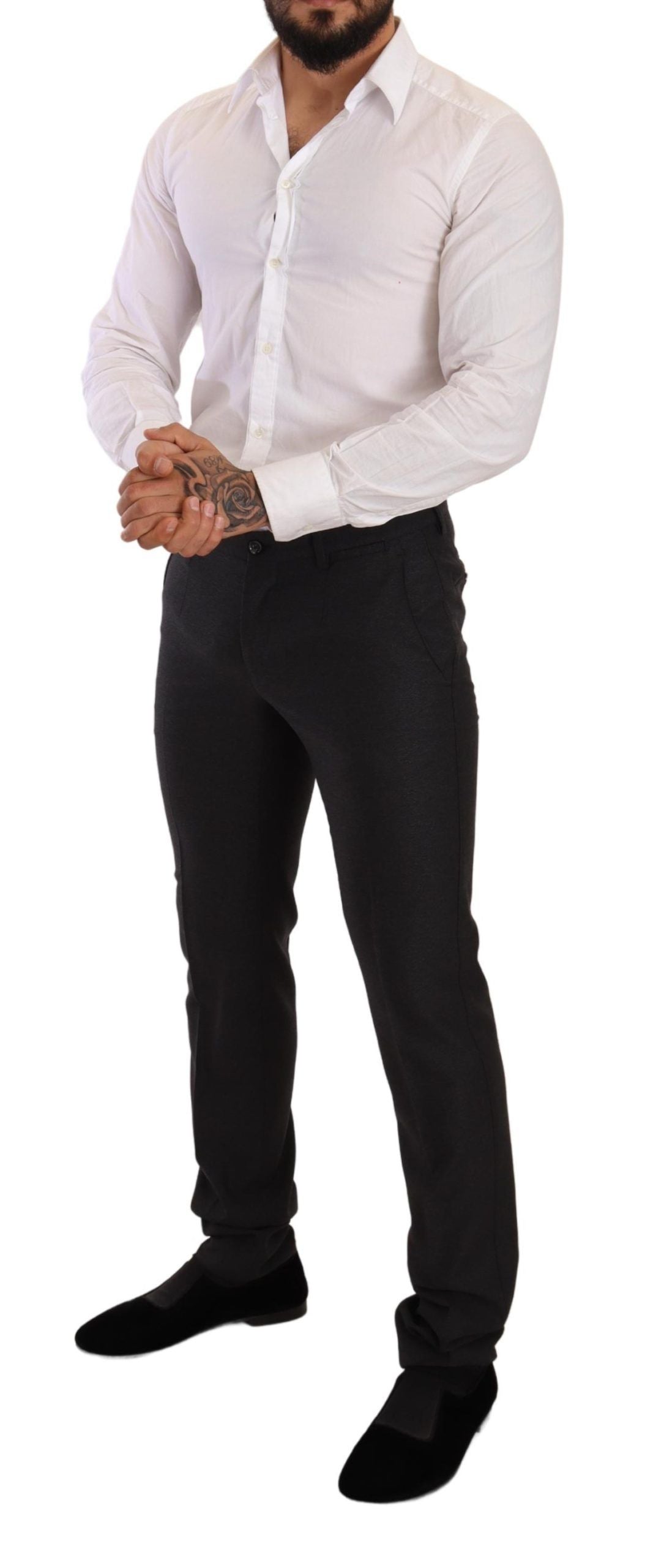 Dolce & Gabbana Grey Wool MARTINI Slim Fit Set Suit-4