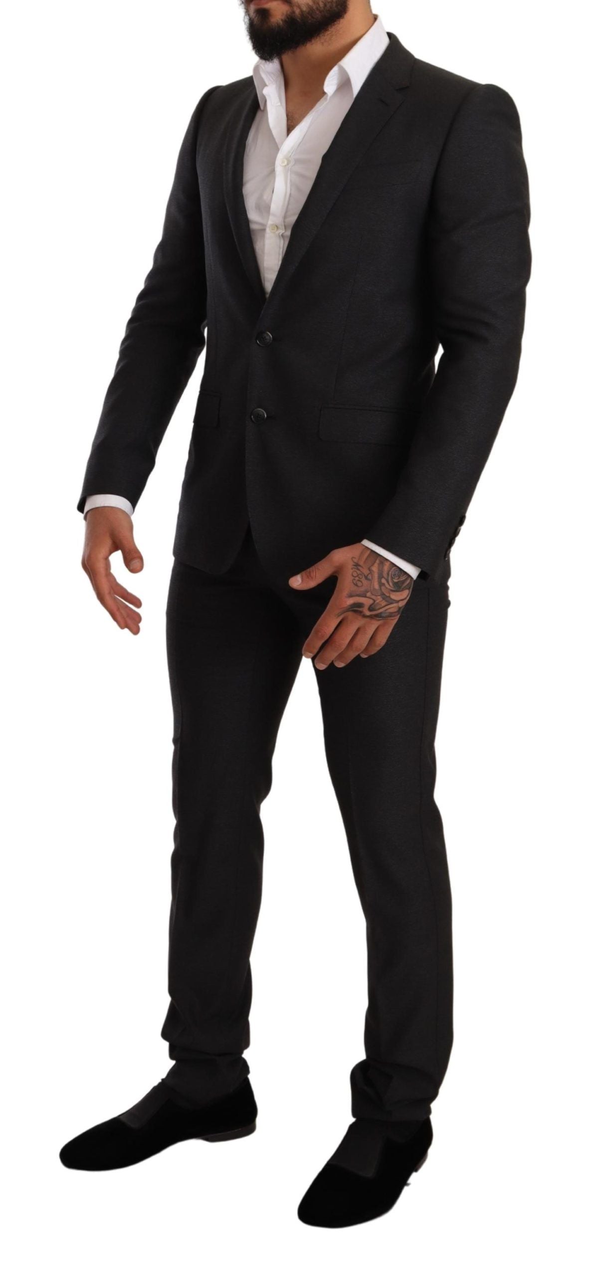 Dolce & Gabbana Grey Wool MARTINI Slim Fit Set Suit-5