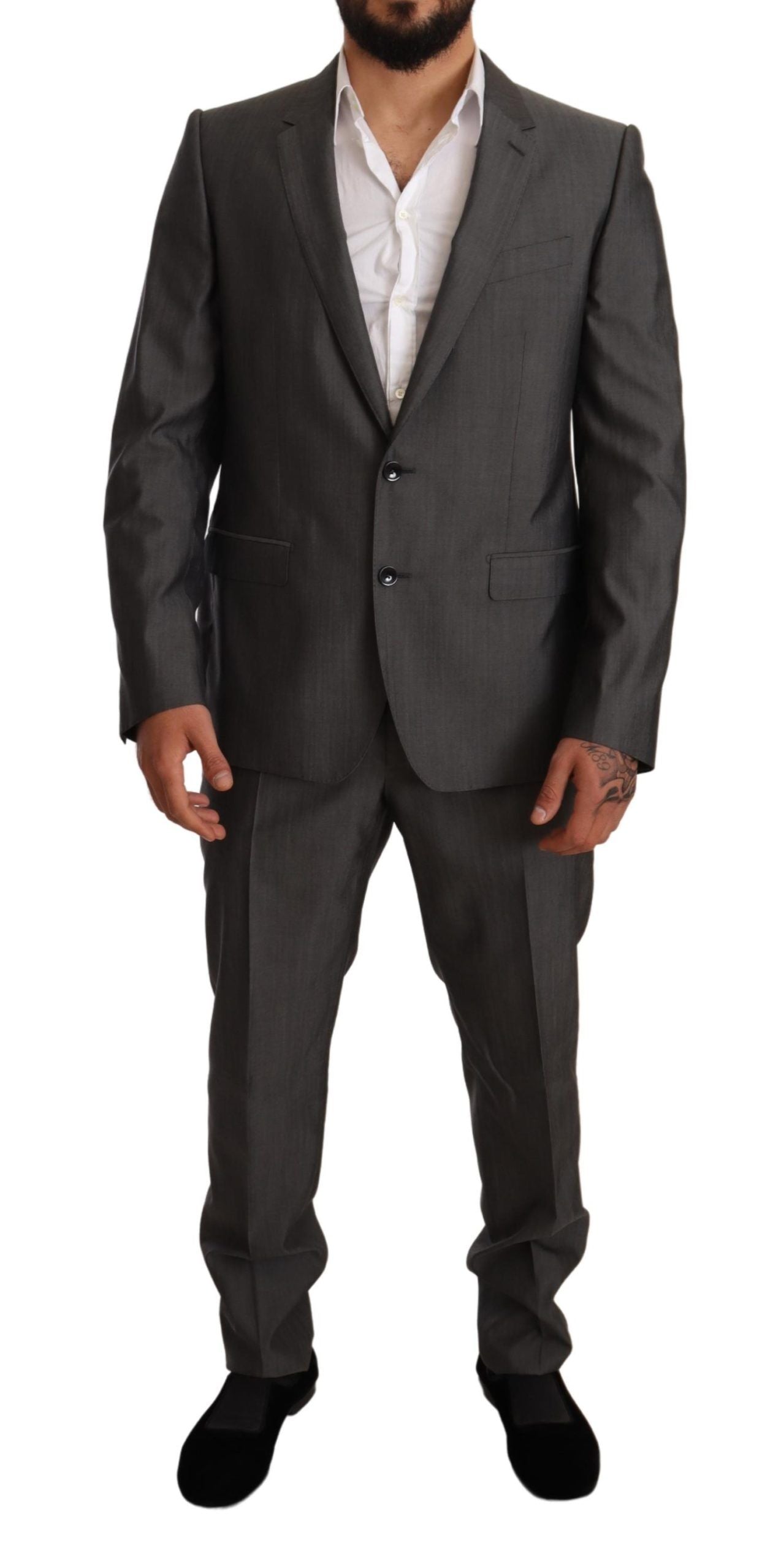 Dolce & Gabbana Grey Metallic MARTINI Slim Fit Set Suit-3