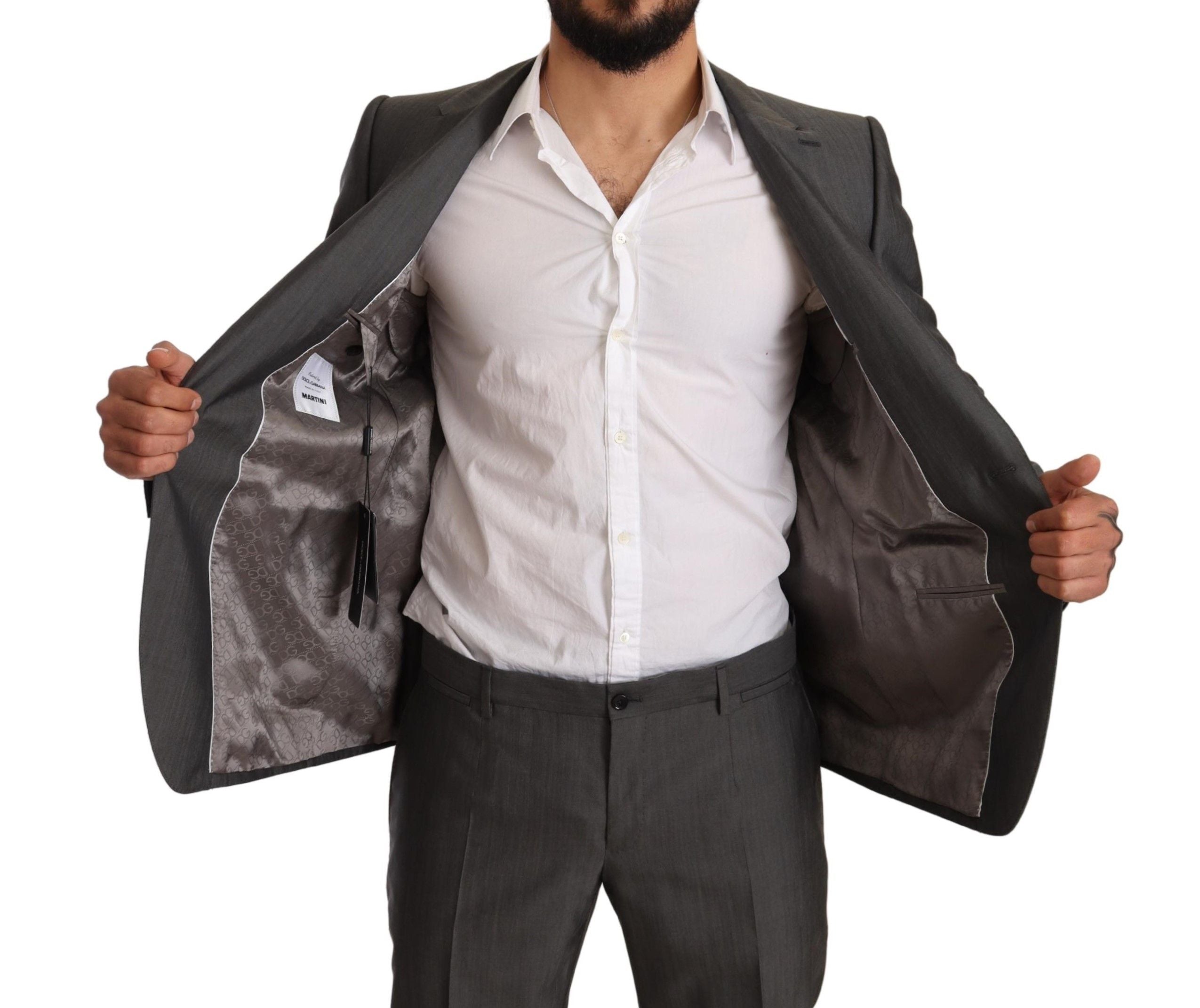 Dolce & Gabbana Grey Metallic MARTINI Slim Fit Set Suit-5