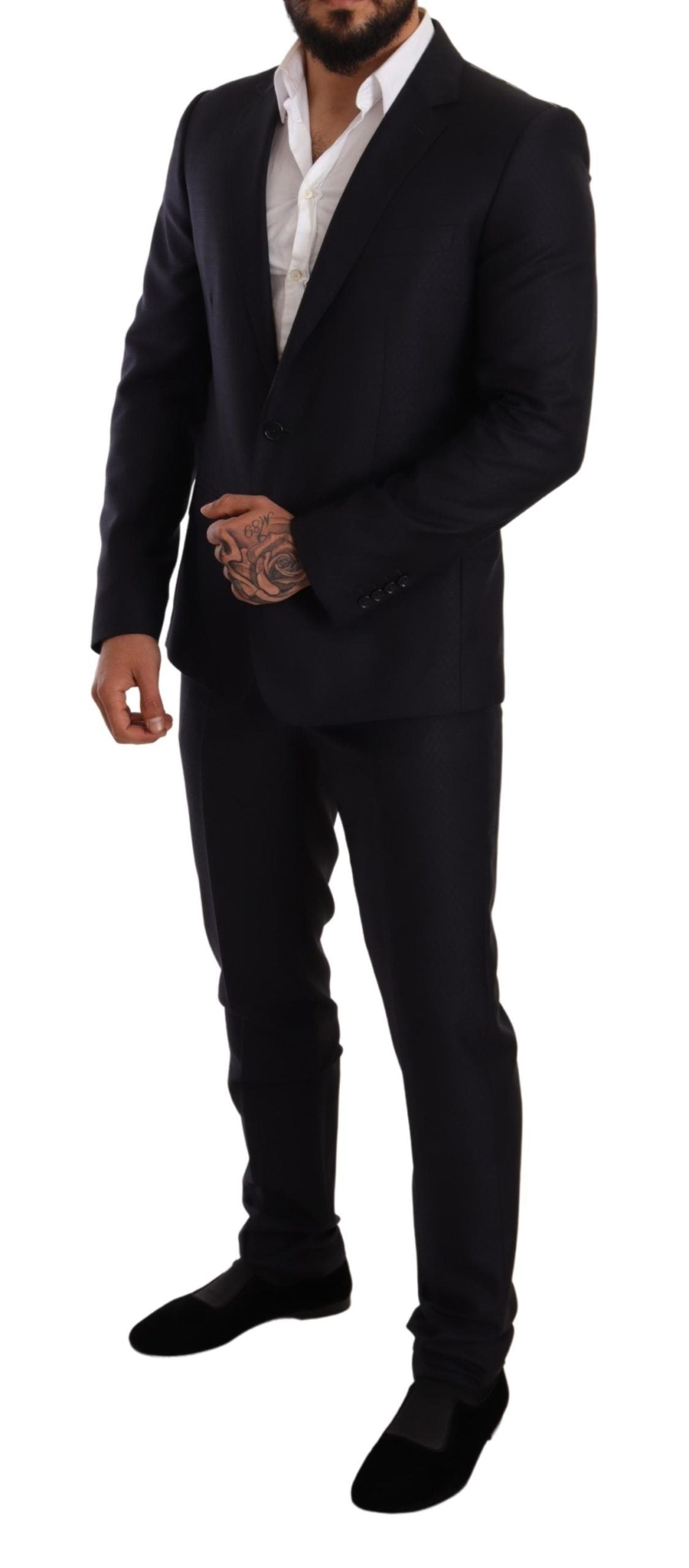 Traje de dos piezas MARTINI SLIM FIT con estampado azul de Dolce & Gabbana-4
