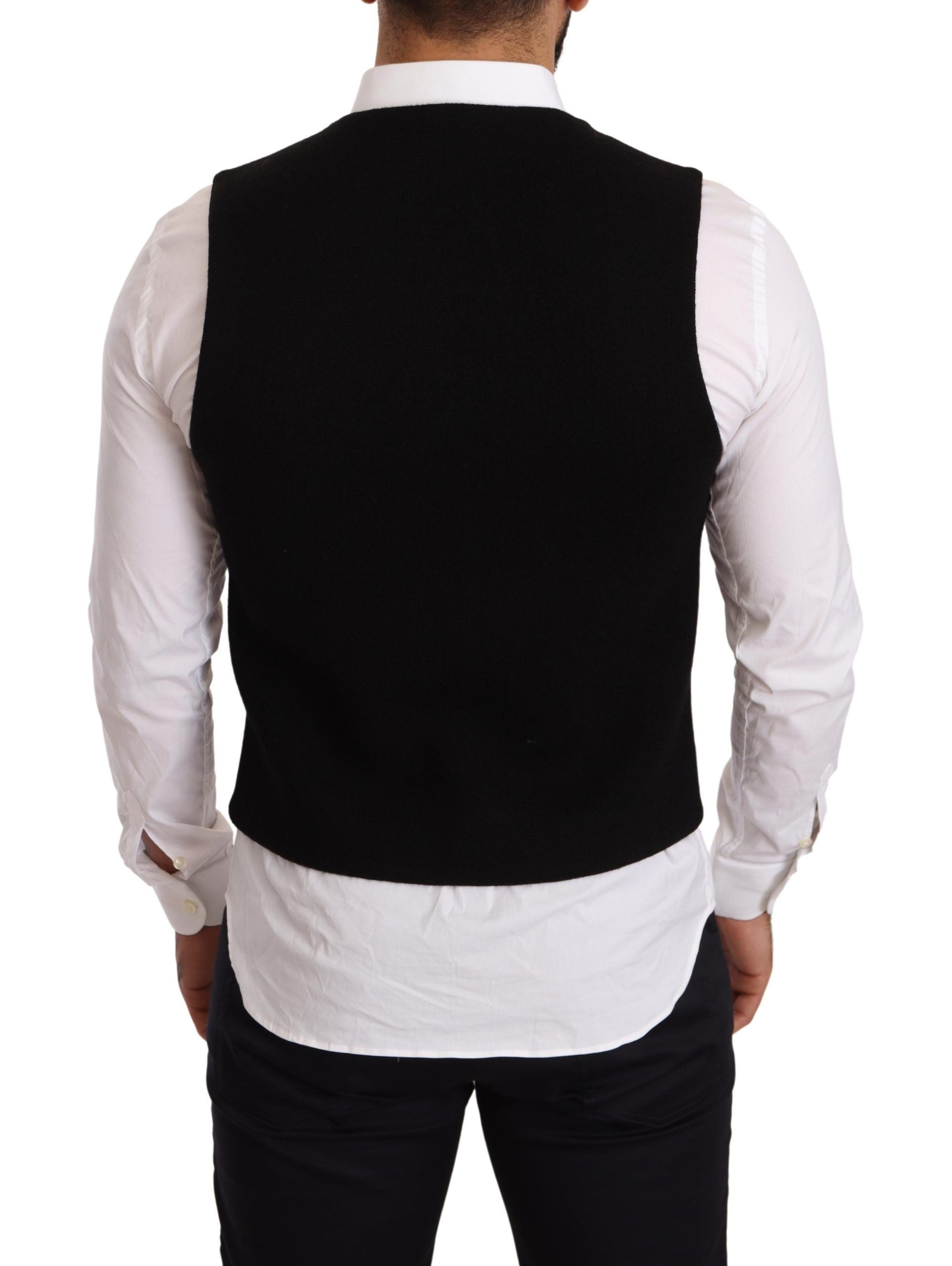 Dolce & Gabbana Schwarze einreihige Baumwollweste-3
