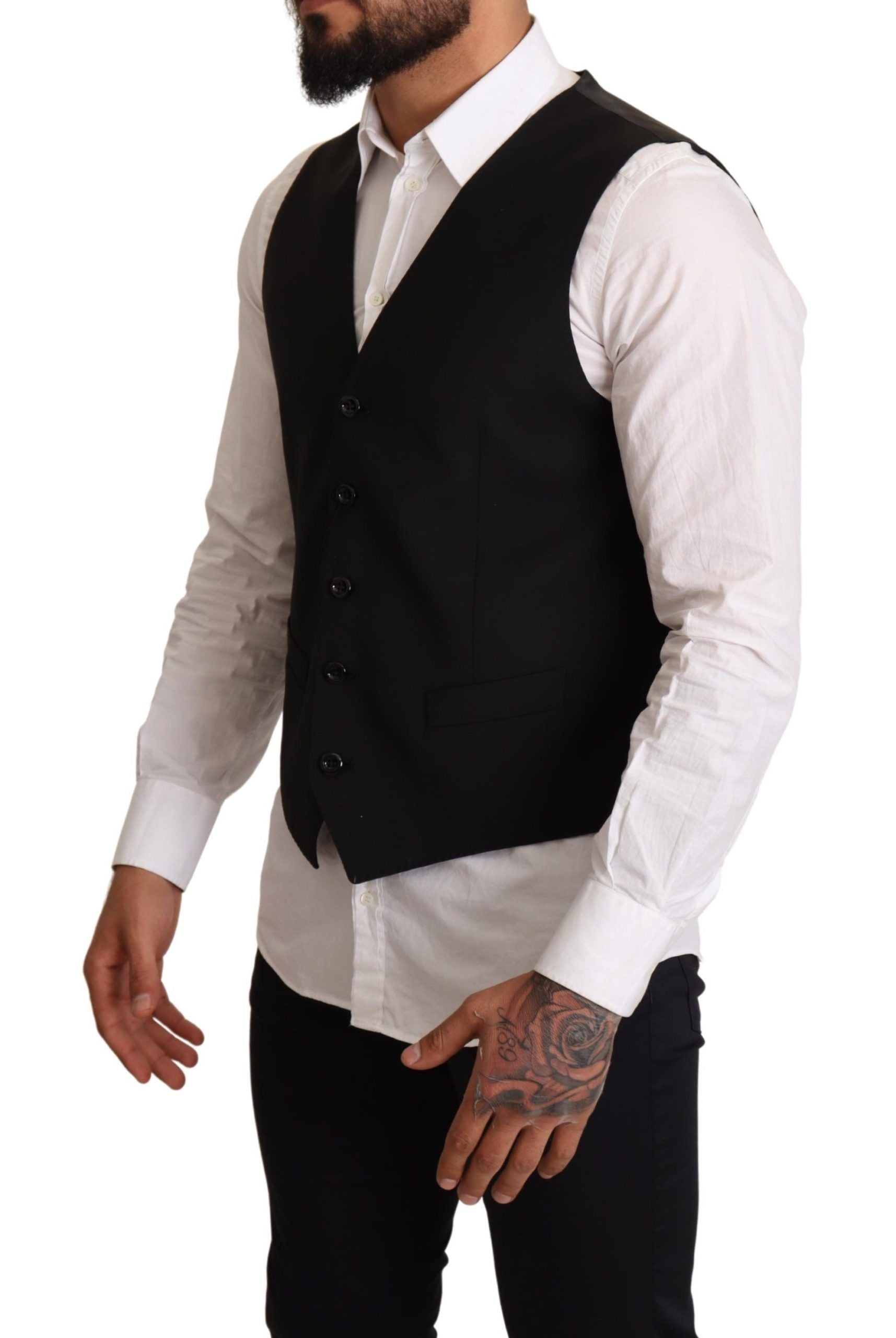 Dolce & Gabbana Black Formal Wool Vest Dress-2