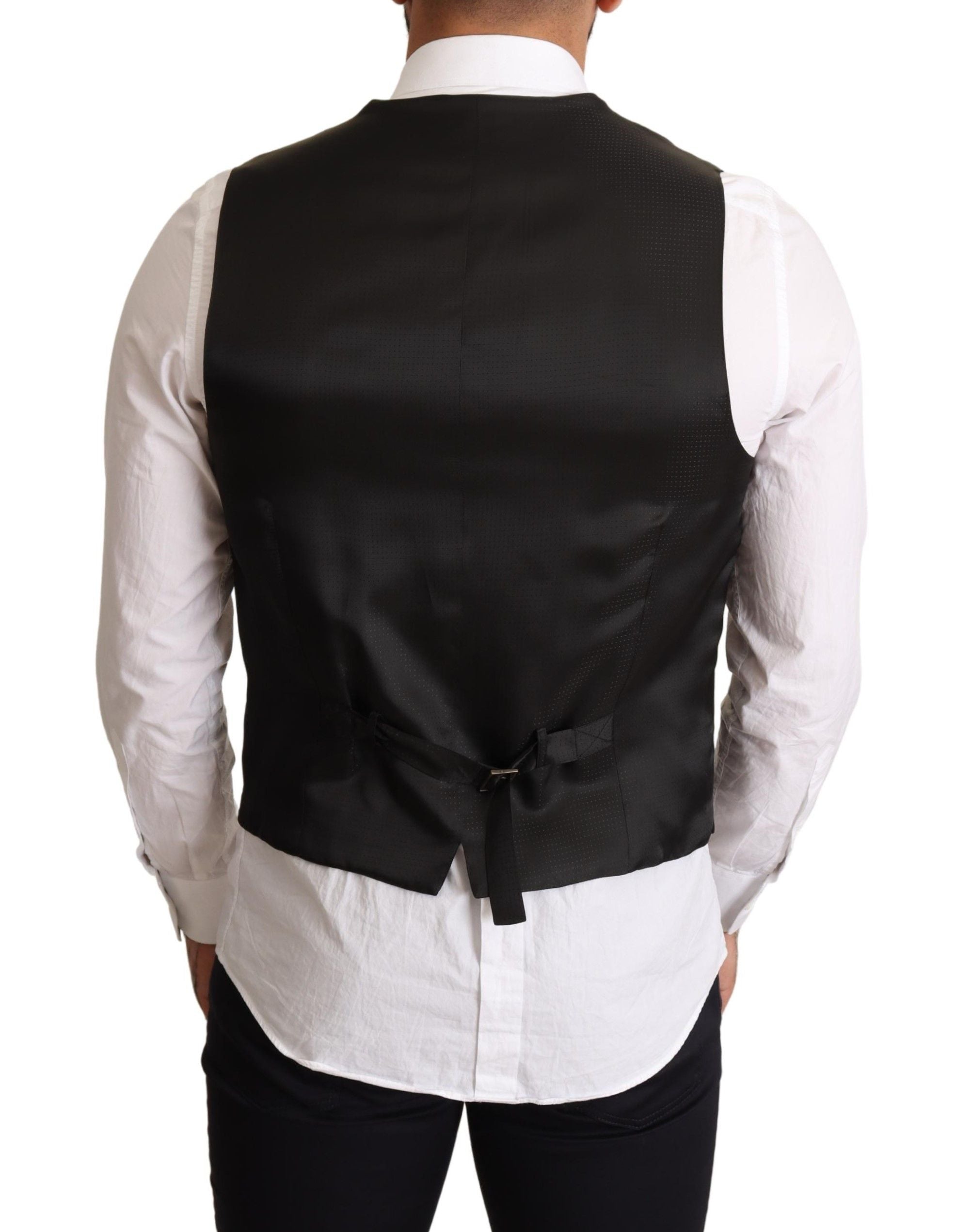 Dolce & Gabbana Black Formal Wool Vest Dress-3