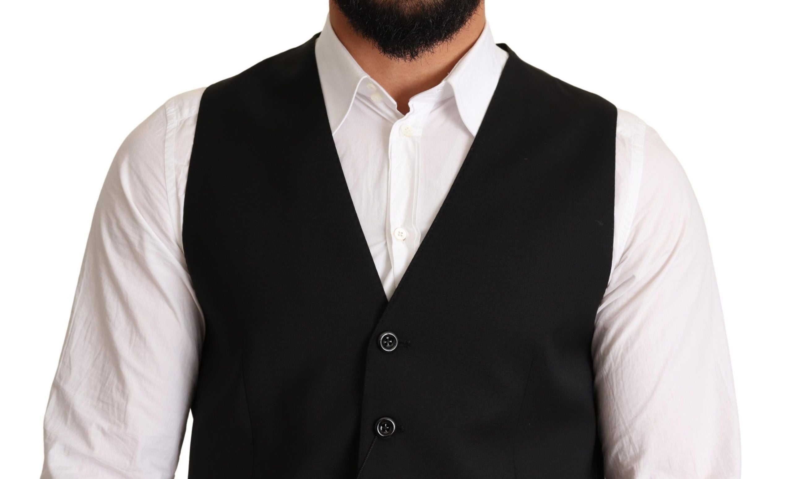 Dolce & Gabbana Black Formal Wool Vest Dress-4