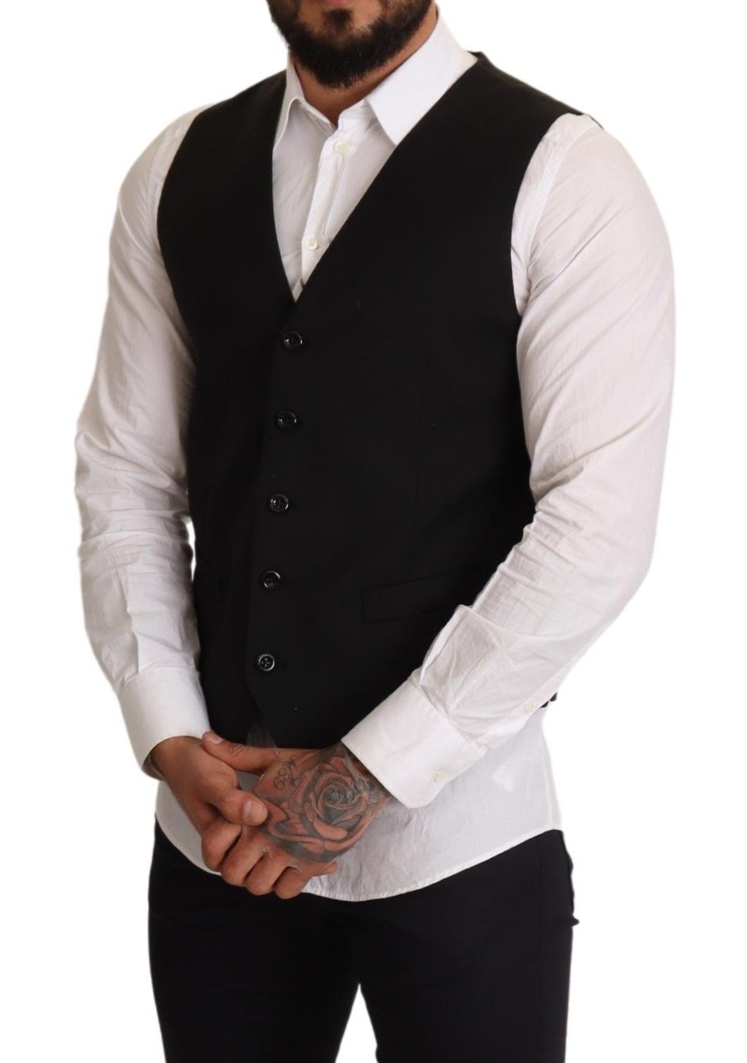 Dolce & Gabbana Black Formal Wool Vest Dress-5