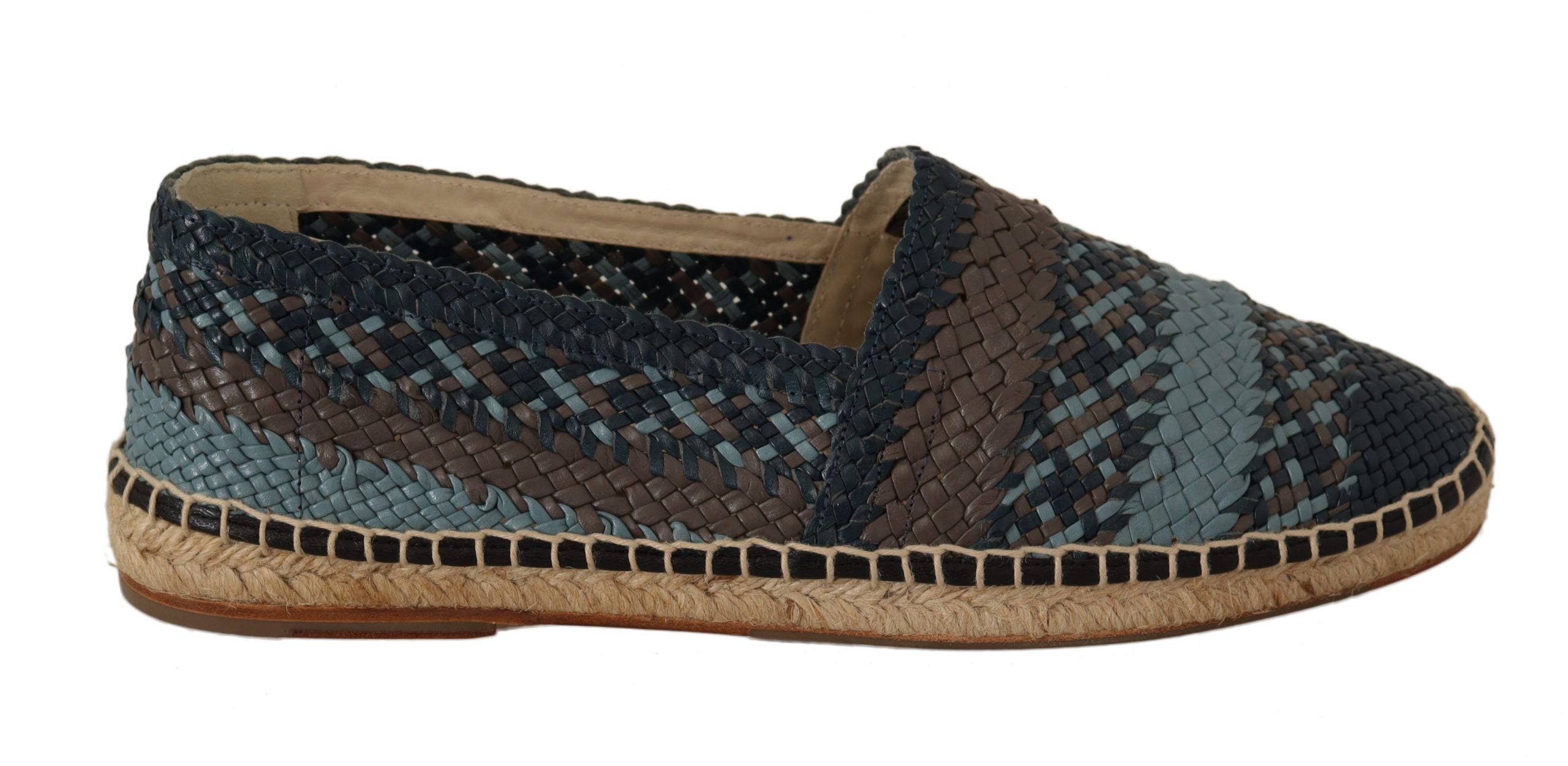Dolce & Gabbana Blue Gray Slip On Buffalo Espadrille Shoes-1